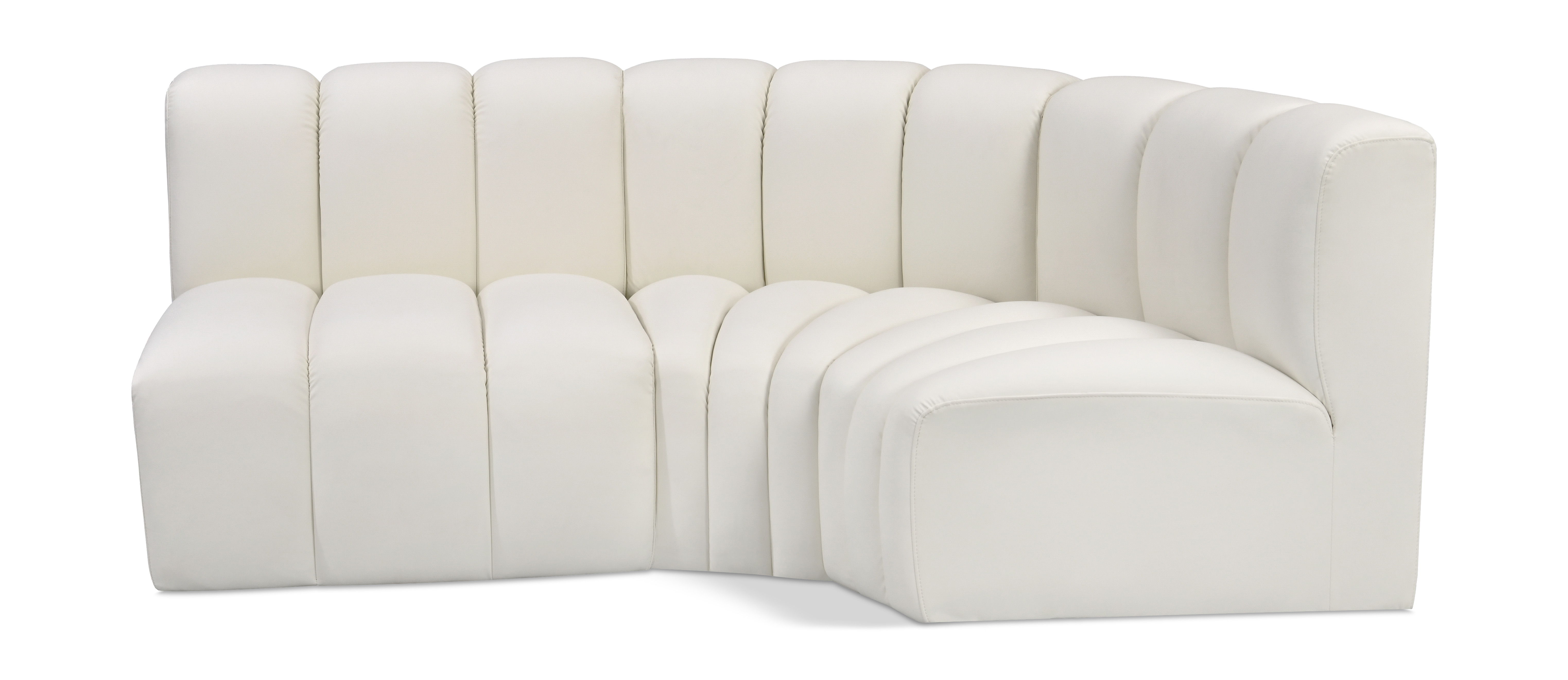 Arc - Faux Leather 3 Piece Sofa - Cream