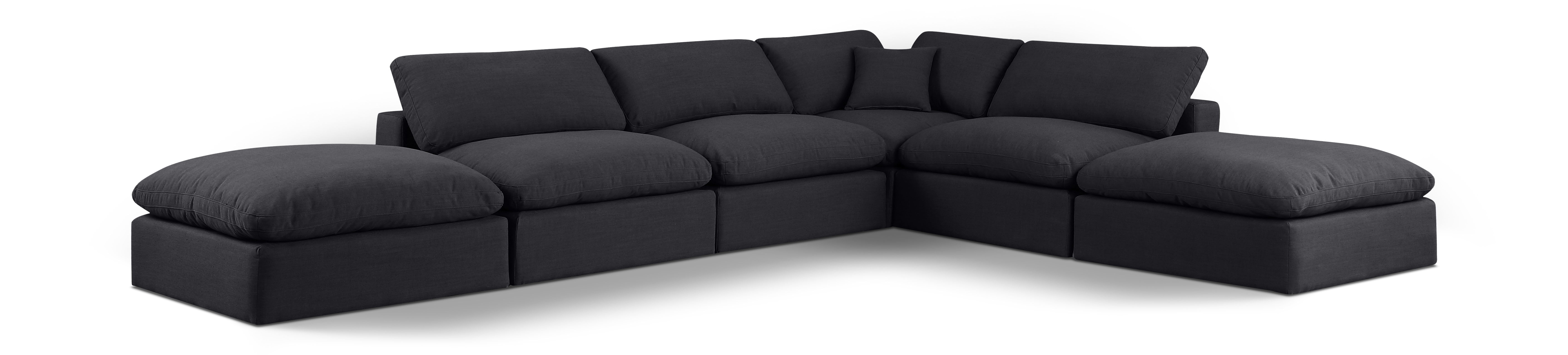 Comfy - 6 Piece Linen Modular Sectional - Charcoal