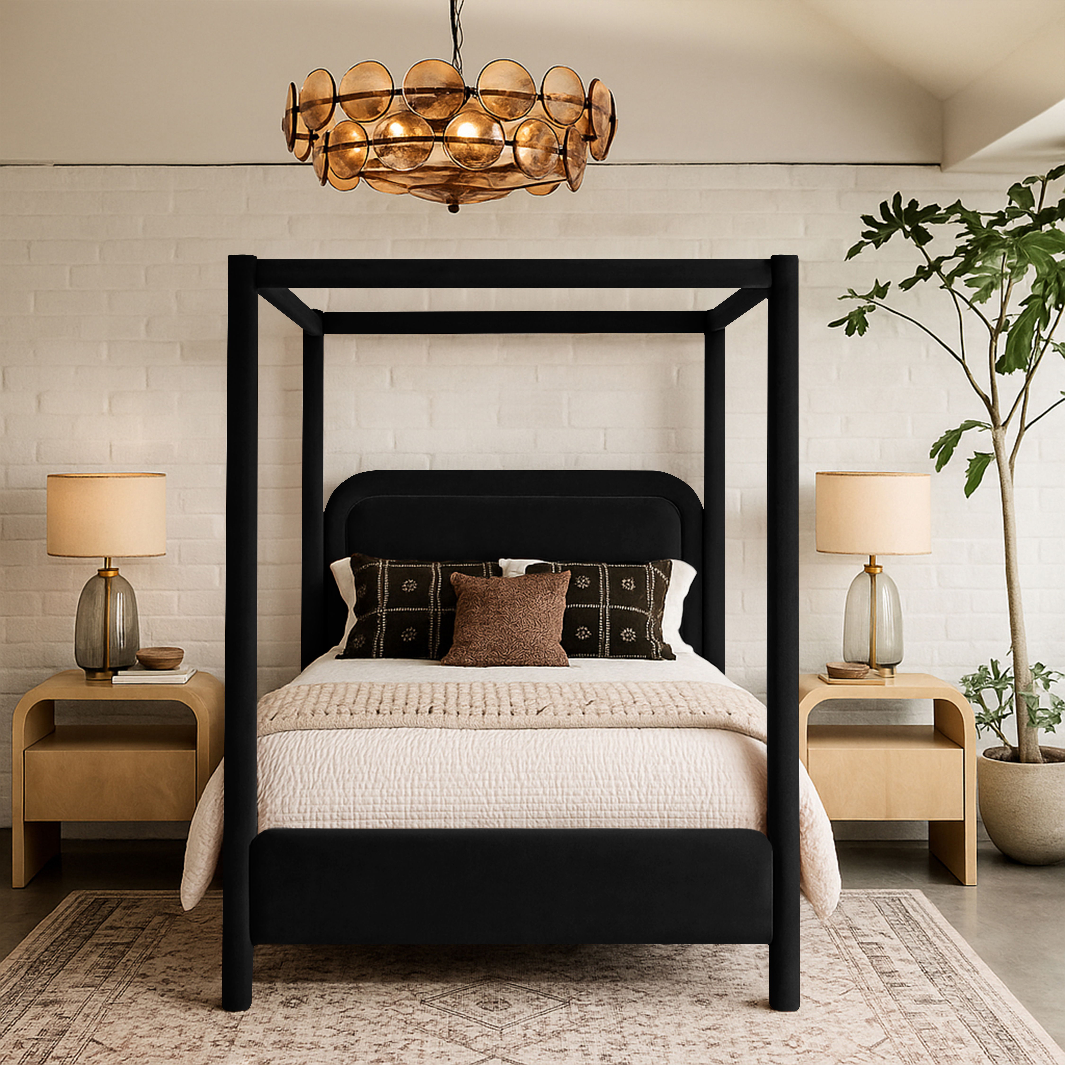 Salina - Velvet Upholstered King Bed - Black
