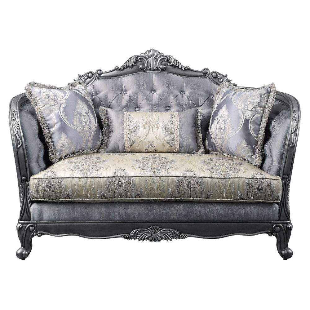 Ariadne - Loveseat With 3 Pillows - Fabric & Platinum, silver, view 7