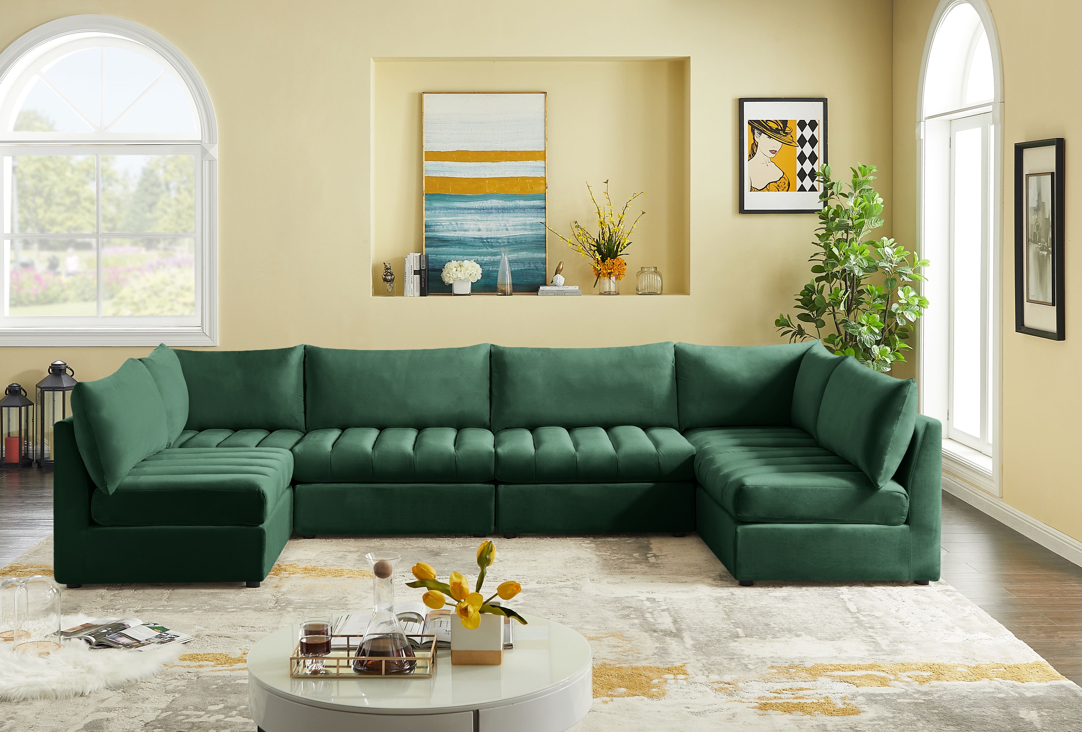 Jacob - Modular U-Shaped Sectional 6 Piece - Green