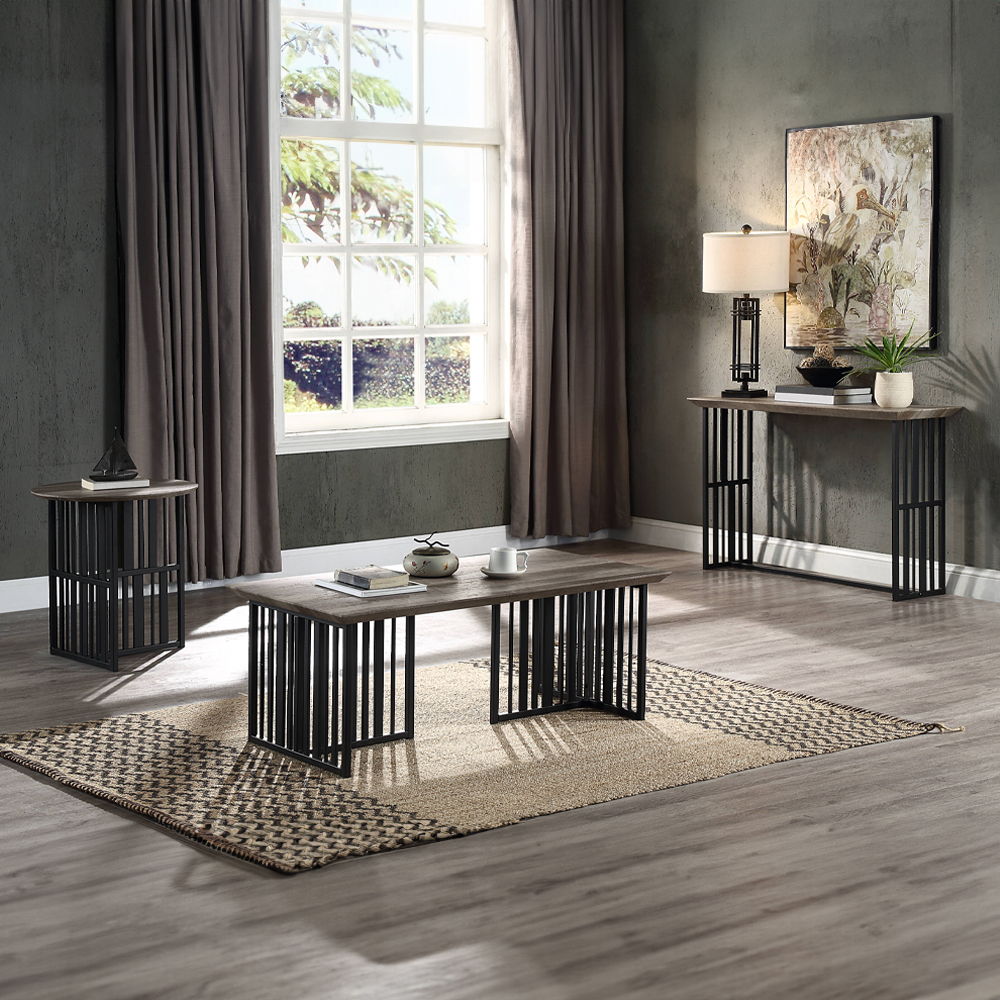 Zudora - Sofa Table - Antique Oak & Black, black, view 5