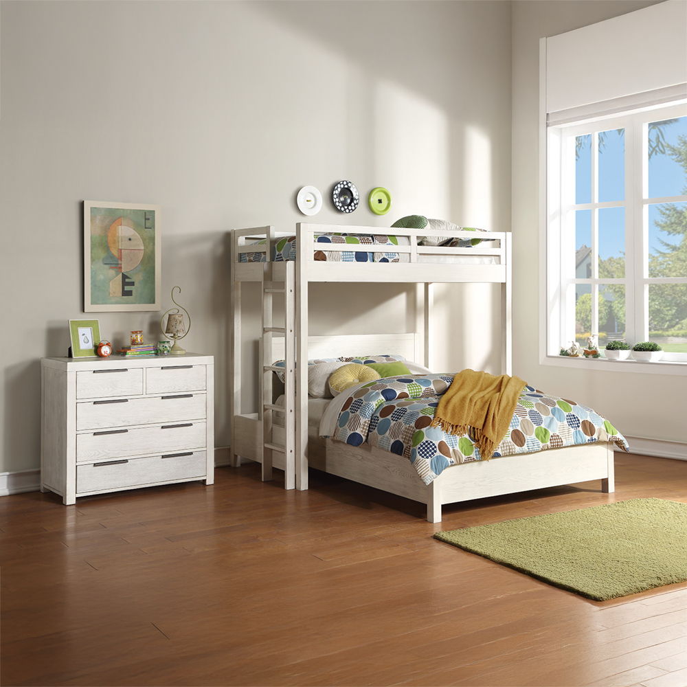 Celerina - Queen Bed - Weathered White, white
