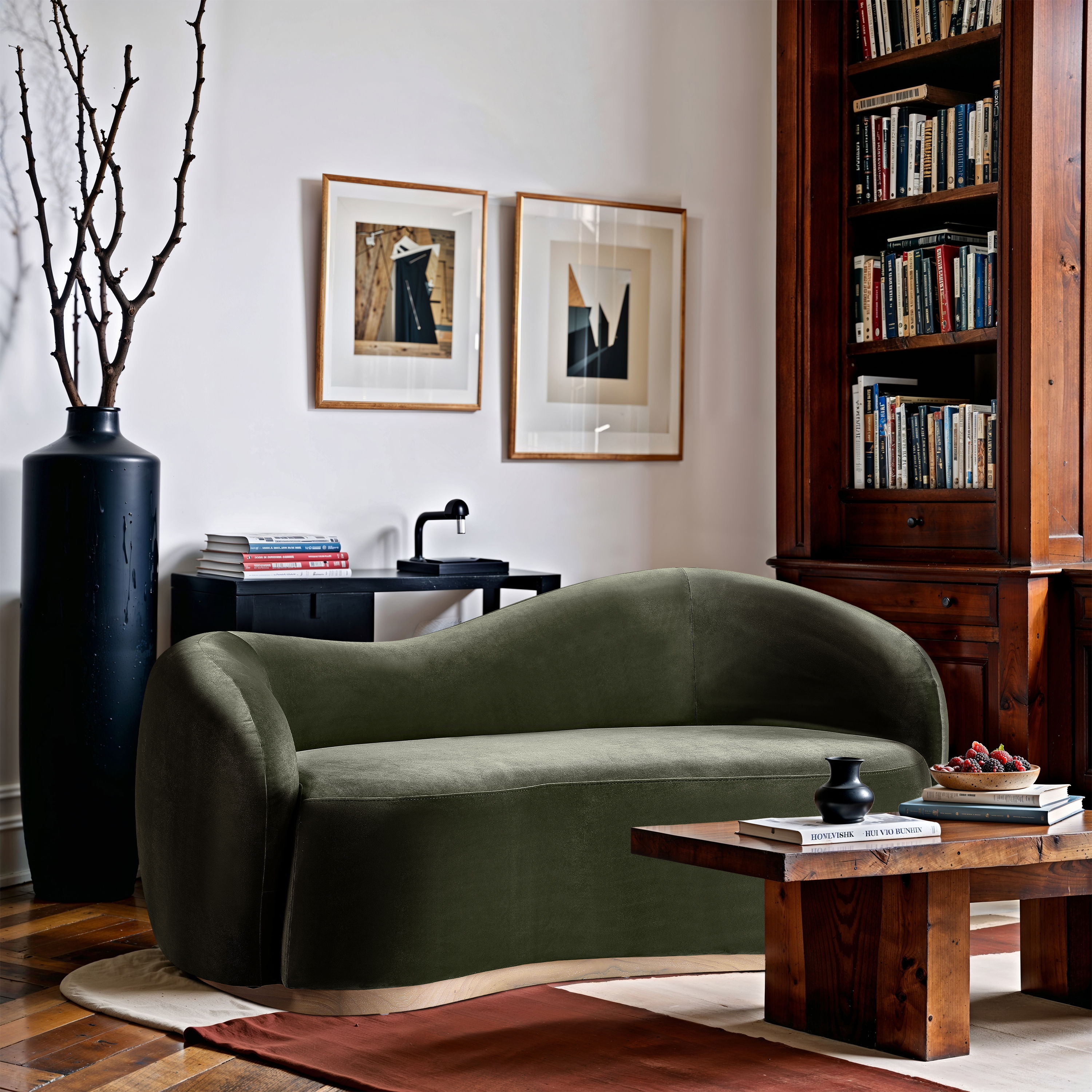 Gustavo - Velvet 72.5" Upholstered Loveseat - Green