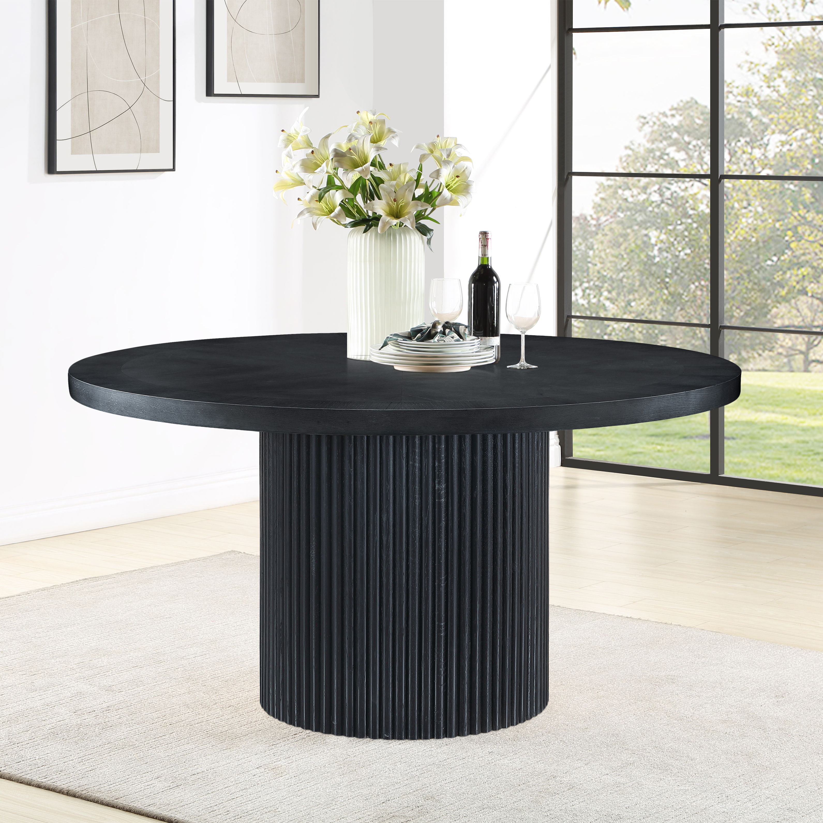 Belinda - Oak Veneer Dining Table - Black