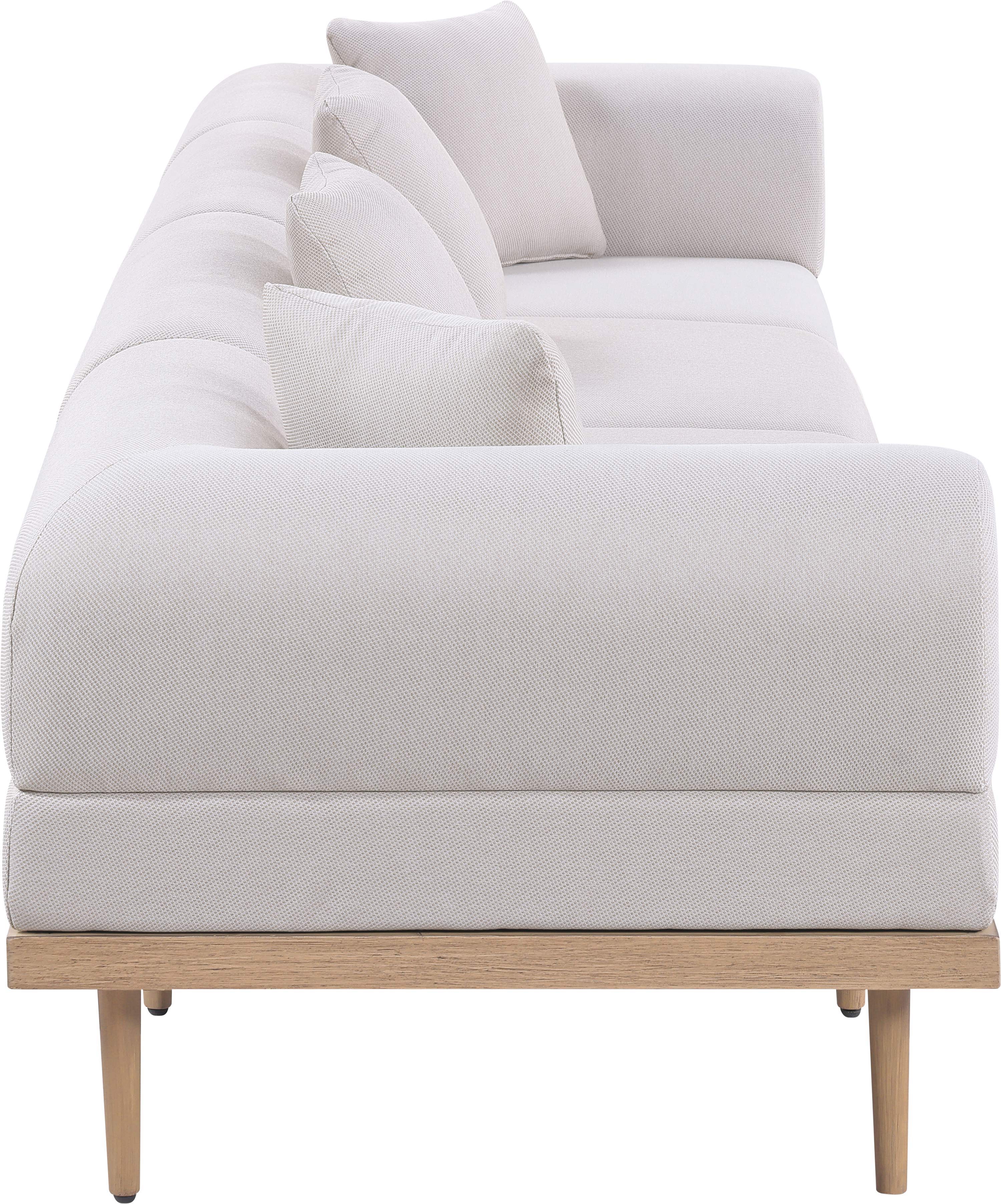 Laguna - 4 Piece Resilient Water Resistant Fabric 142" Upholstered Outdoor Patio Modular Sofa - Beige