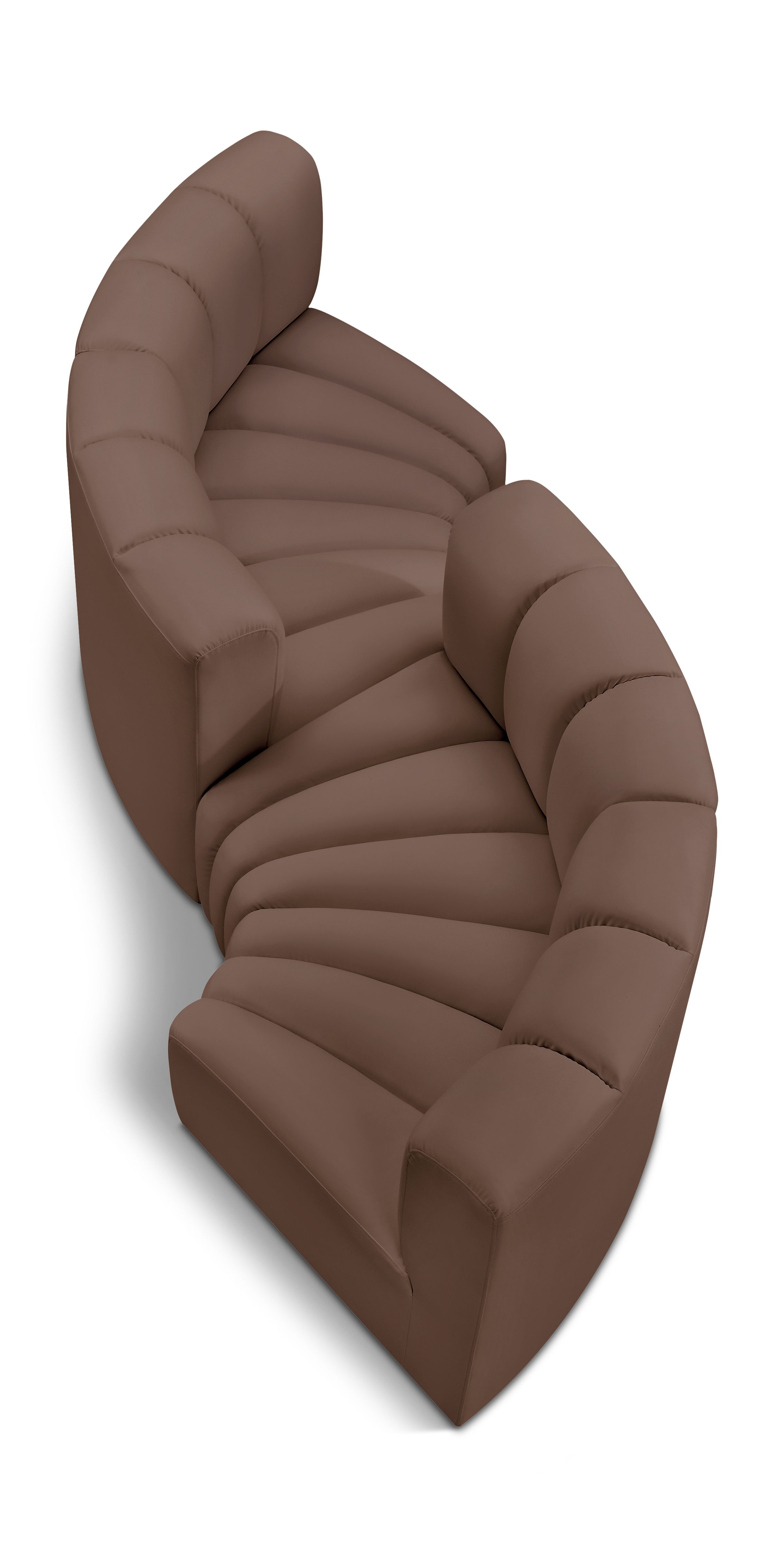 Arc - Faux Leather 4 Piece Curved Modular Sofa - Brown