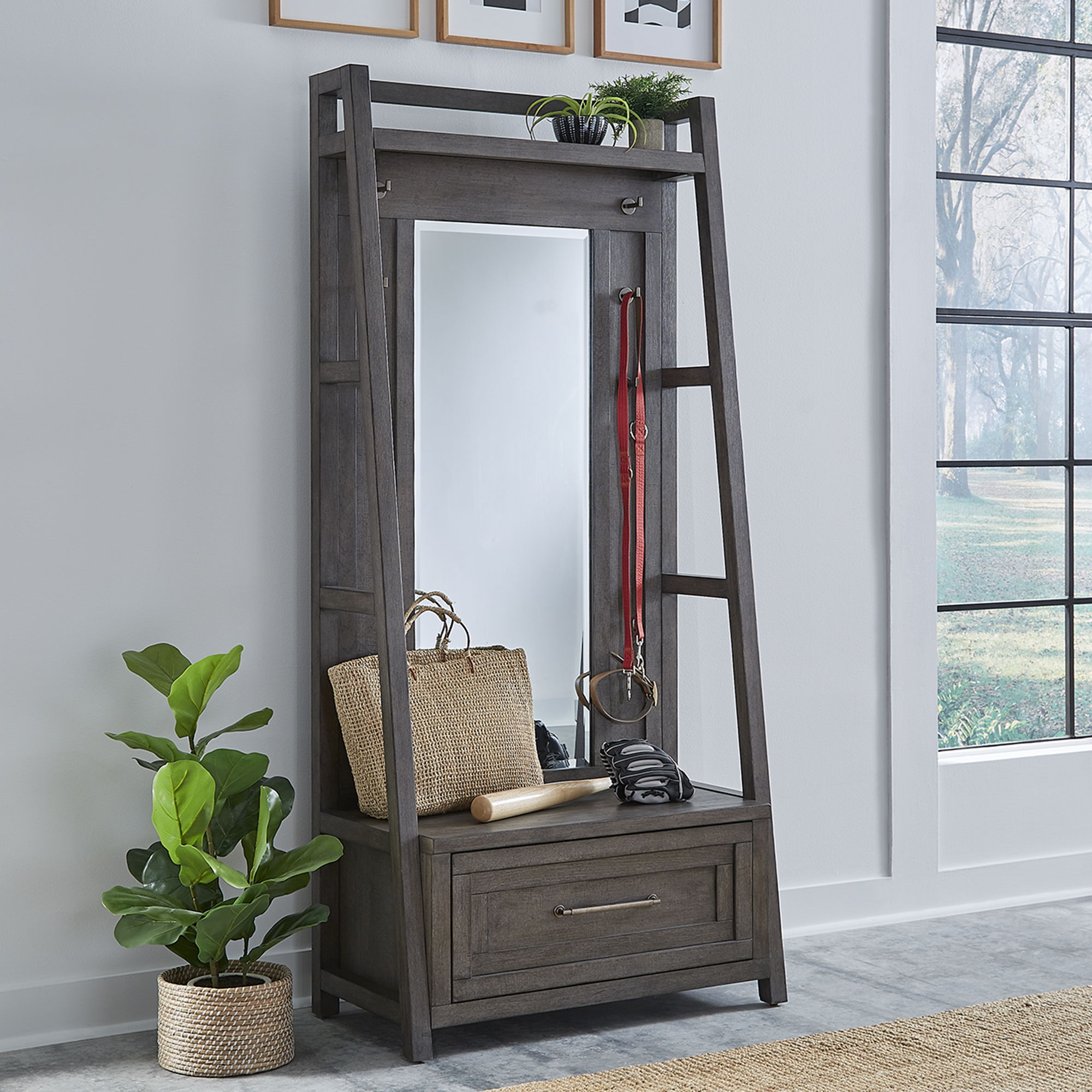 Liberty Furniture Modern Farmhouse - 2 Piece Hall Tree Set - Gray