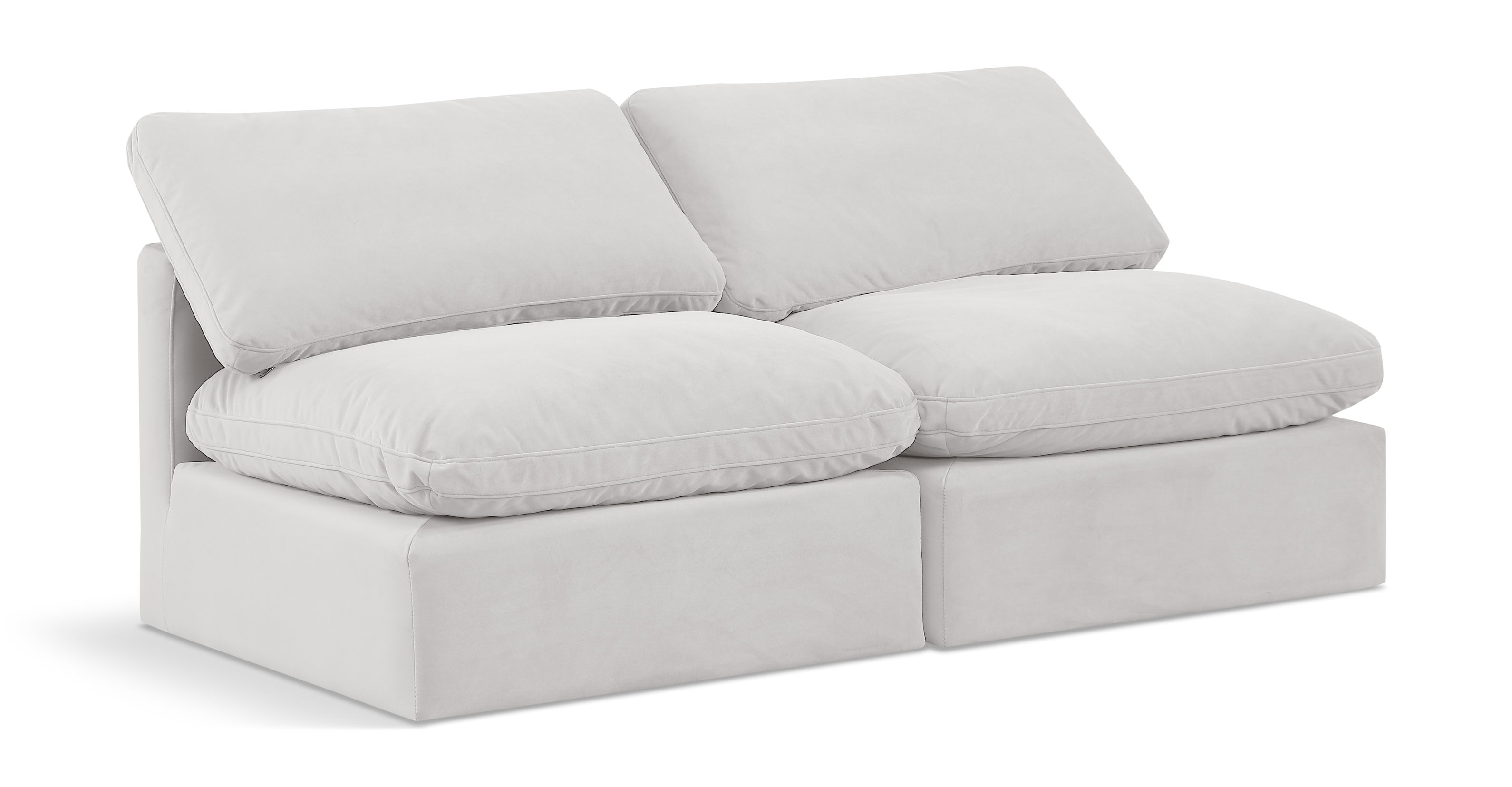 Indulge - Velvet 2 Seat Modular Armless Sofa - White