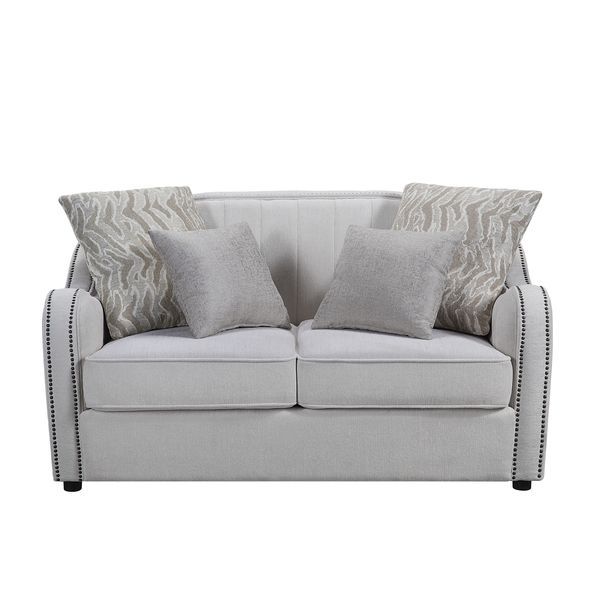 Mahler - Loveseat With 4 Pillows - Beige Linen, beige, view 7