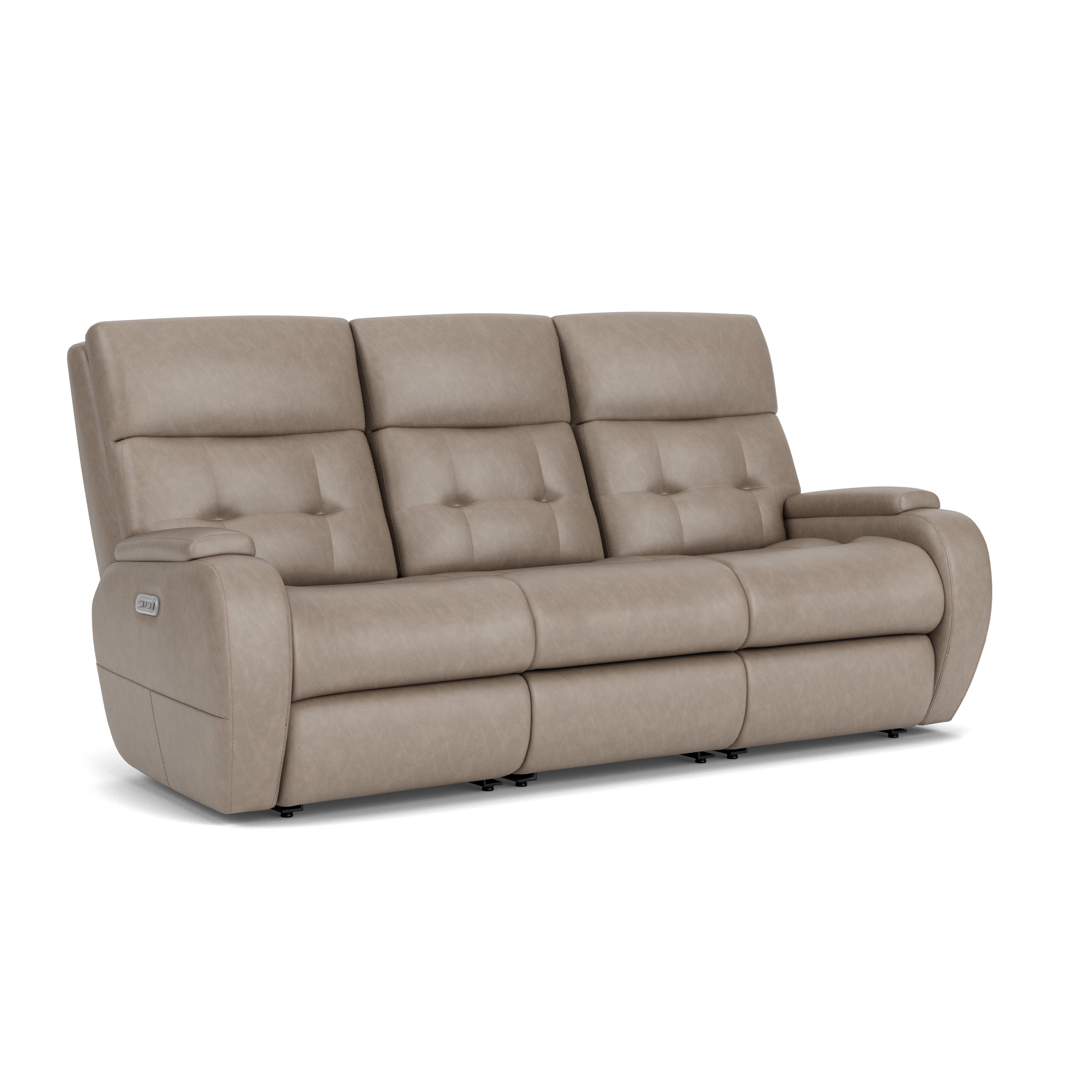 Strait - Leather Power Reclining Sofa With Power Headrests, gray, view 2