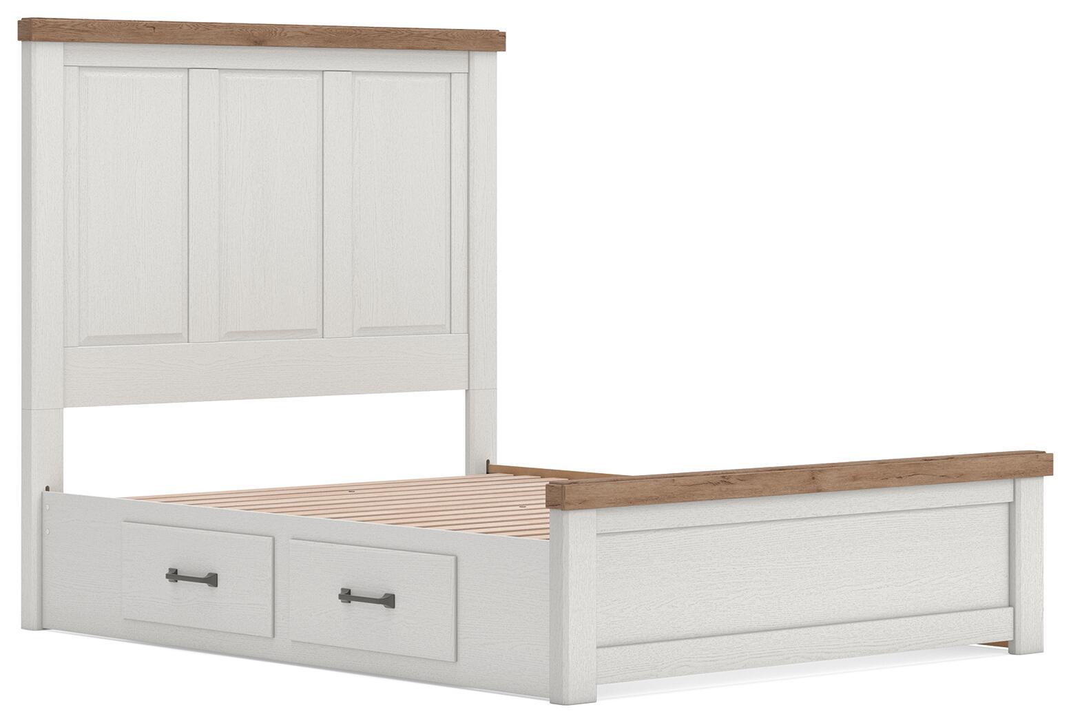 Ashley Furniture Savonport - Queen Panel Bed With 2 Under Bed Storage Units - White / Brown - Image 5