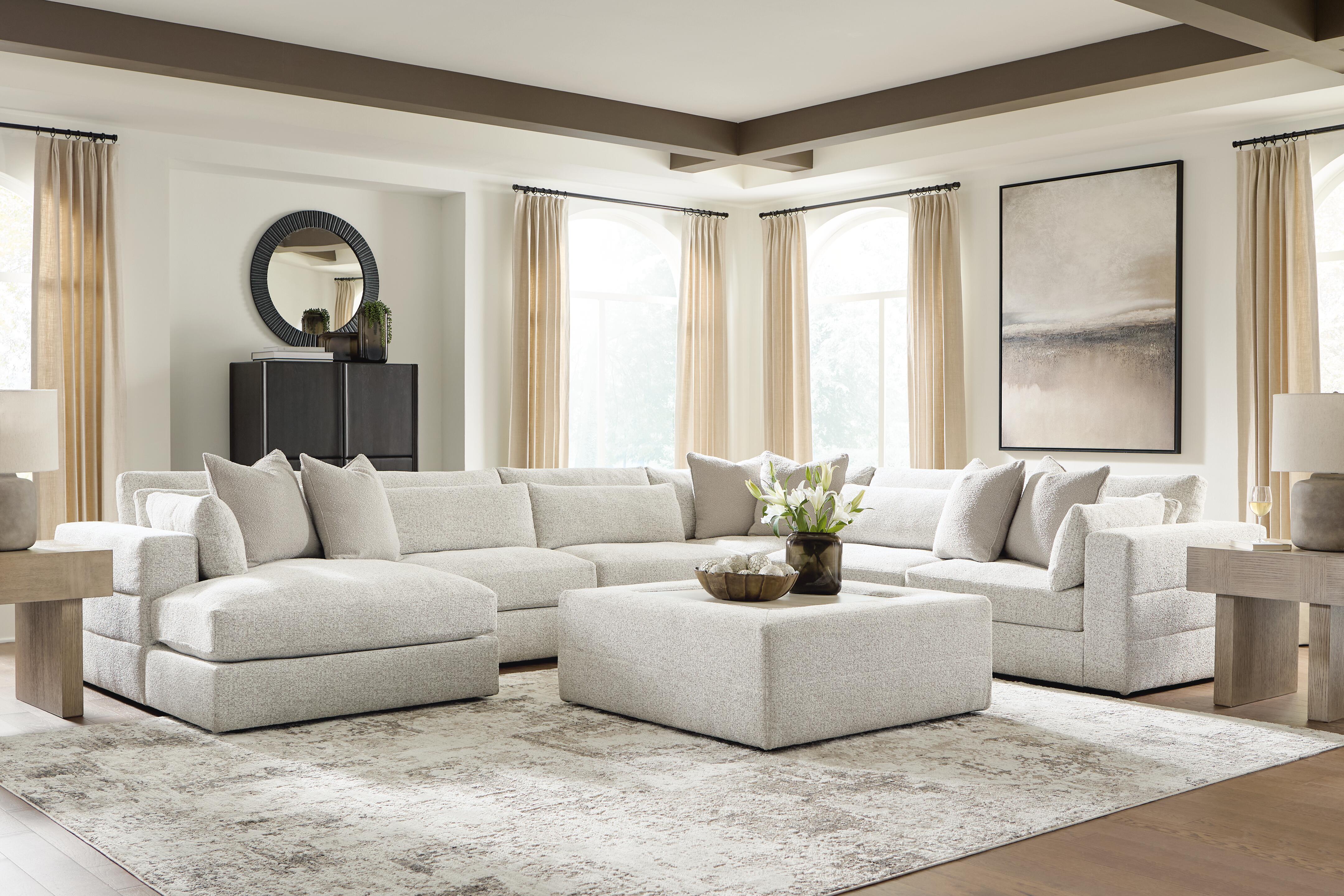 Ashley Furniture Ashbourne Estate - 6-Piece Sectional With LAF Corner Chaise - Snowstone - Image 3