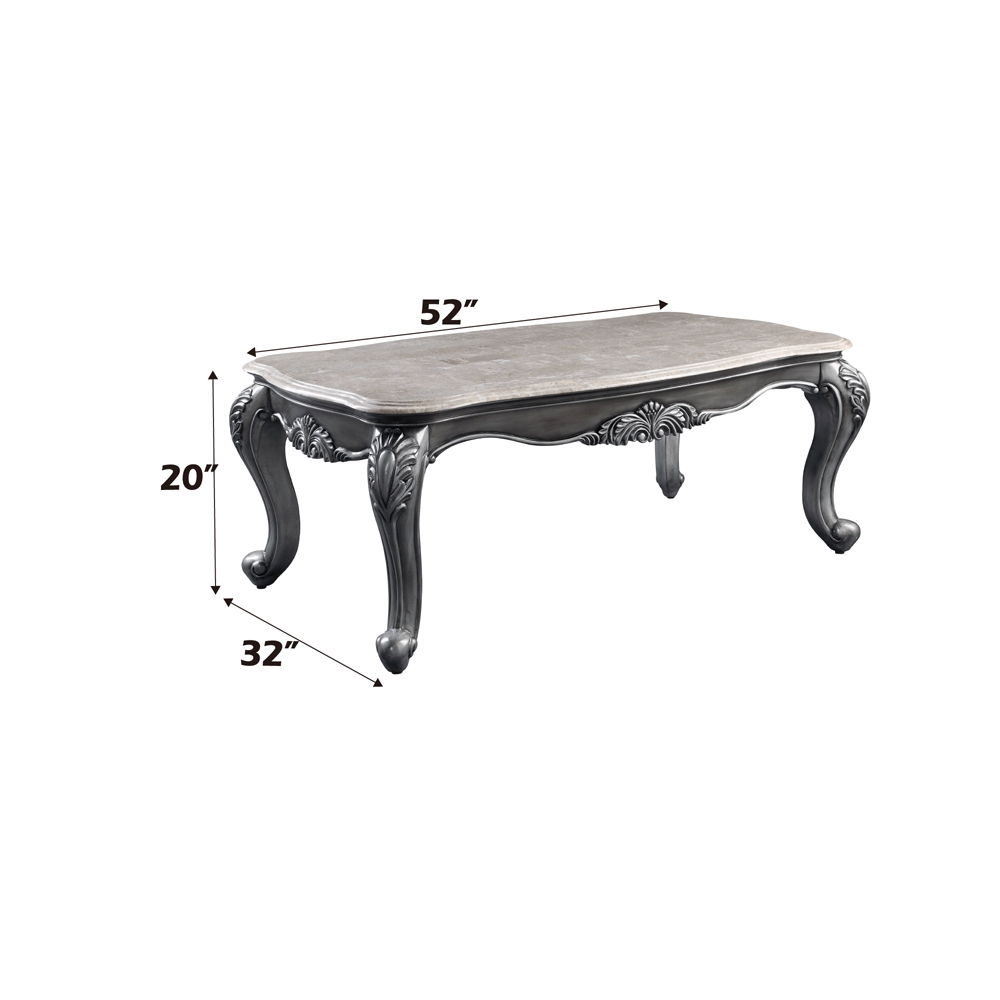 Ariadne - Coffee Table - Marble Top & Platinum, silver, view 6