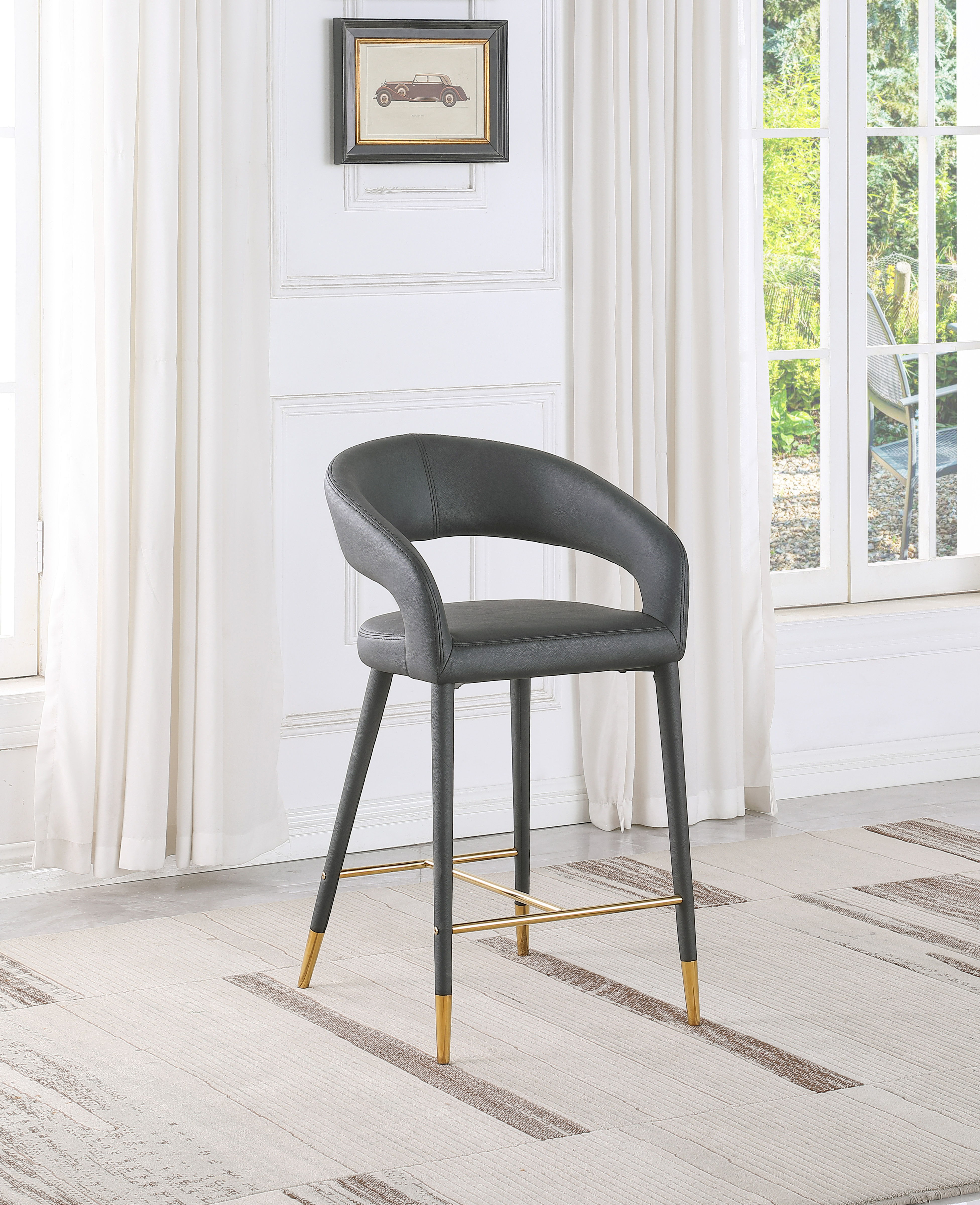 Destiny - Faux Leather Stool - Gray