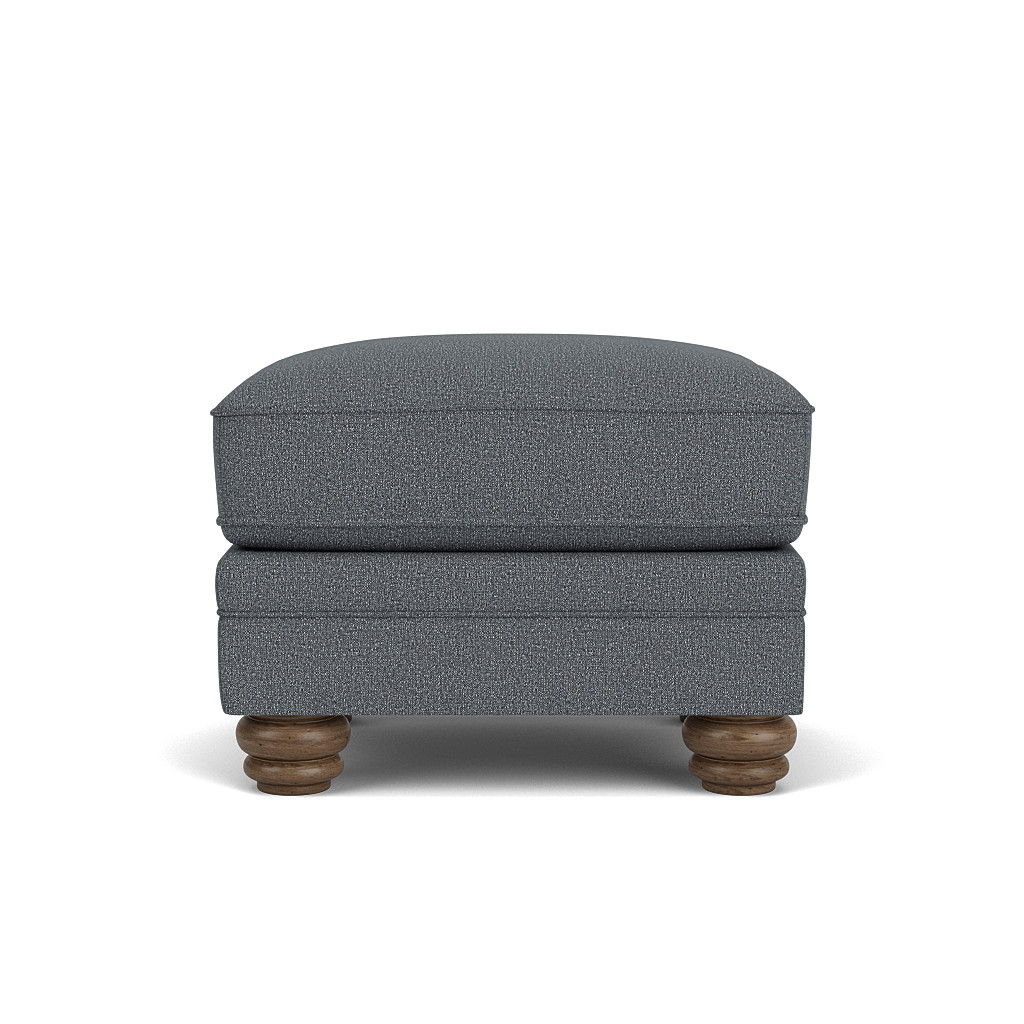 Bexley - Fabric Ottoman, Nailhead Trim, blue, view 3