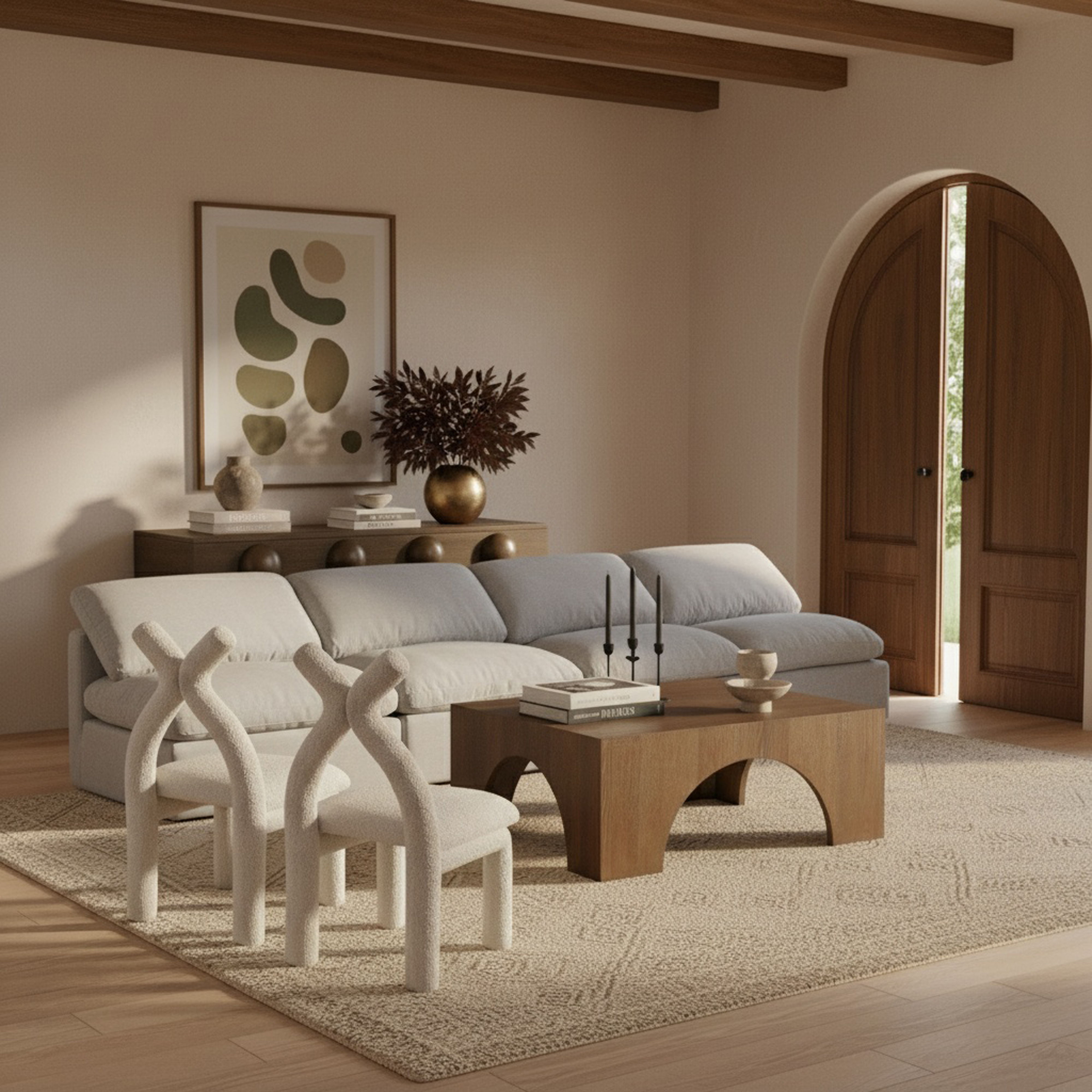 Indulge - Linen 4 Piece Modular Armless Sofa - Gray