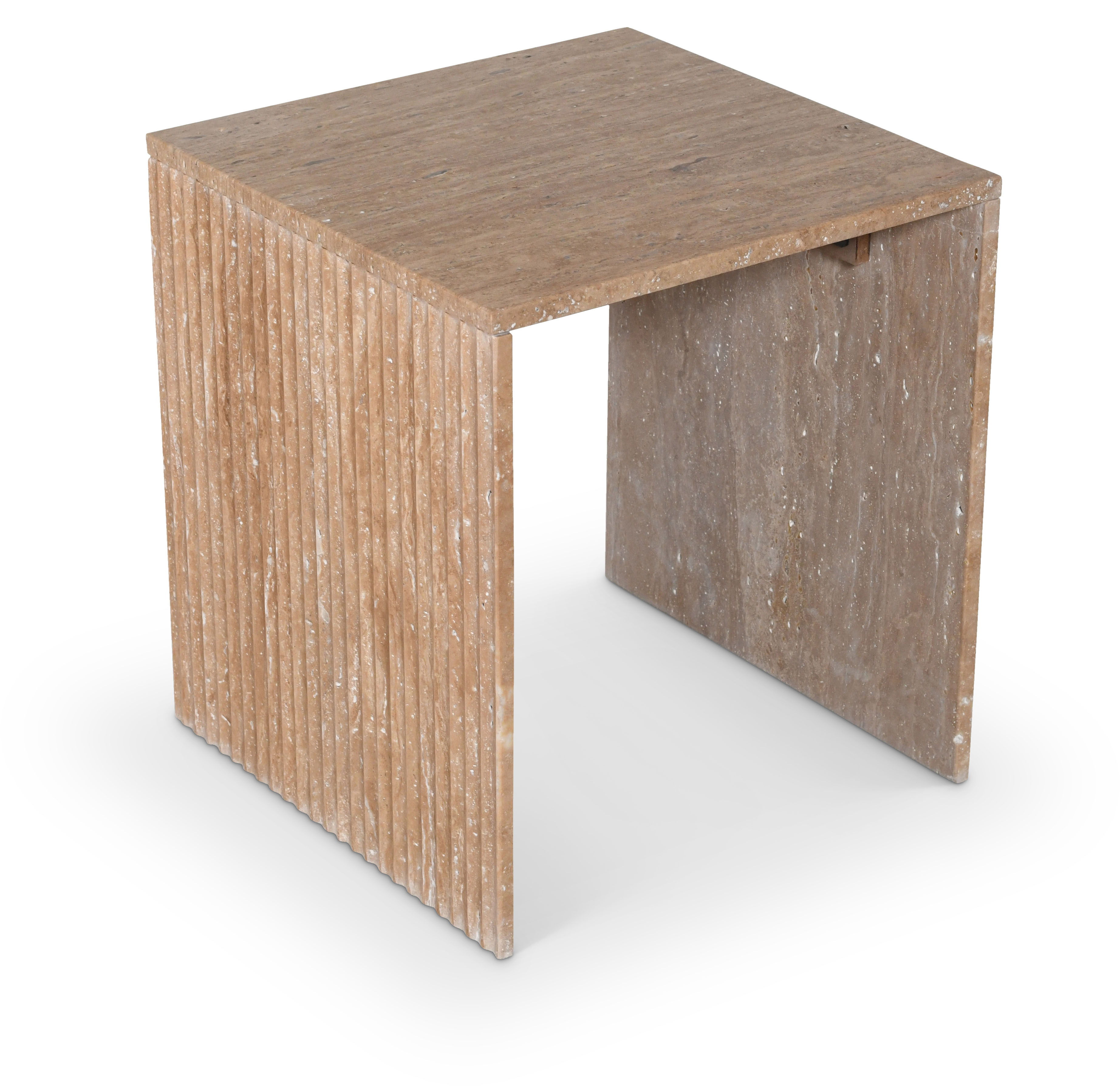 Pienza - Travertine End Table - Natural