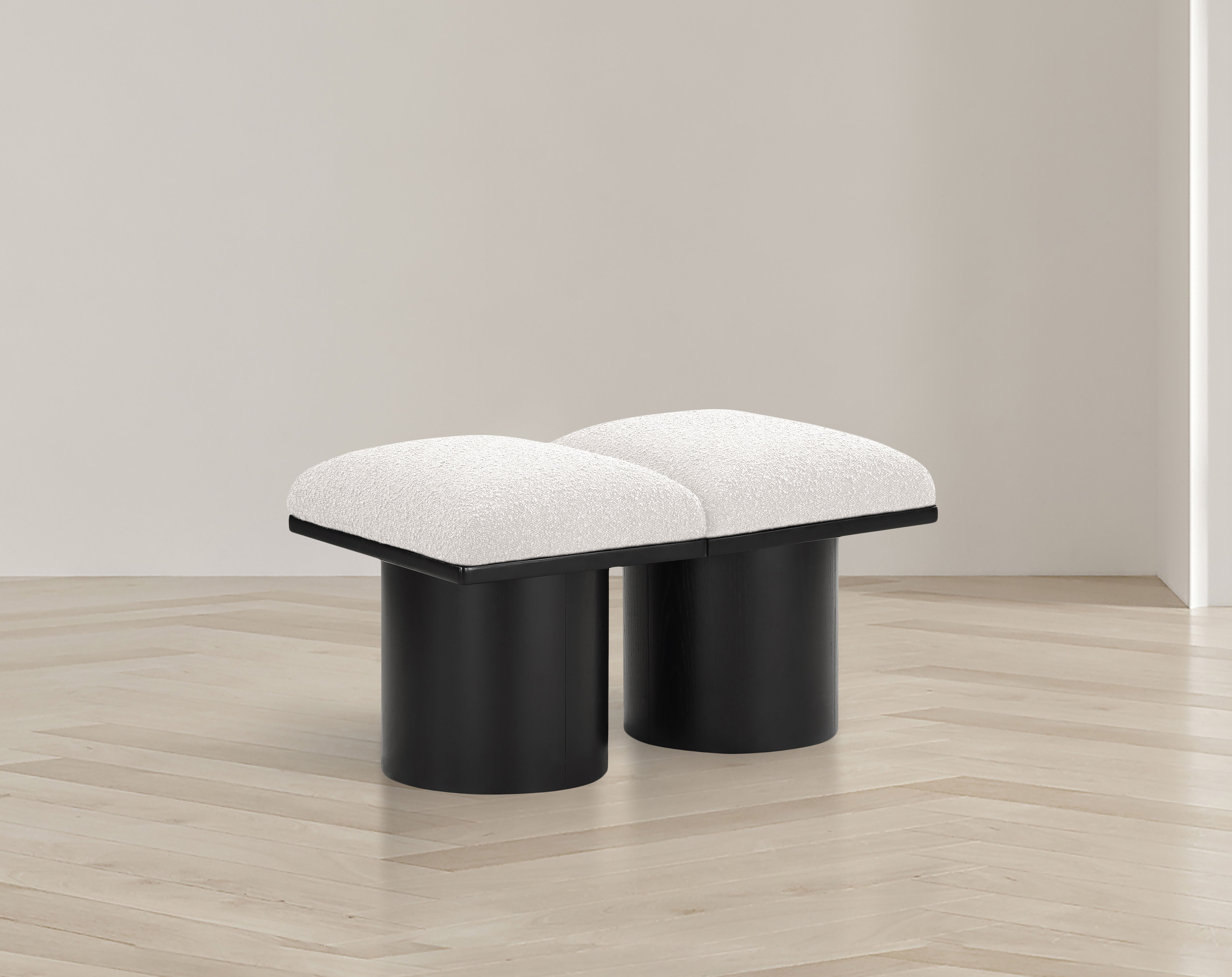 Pavilion - 31" 2 Piece Modular Bench With Black Base - Cream