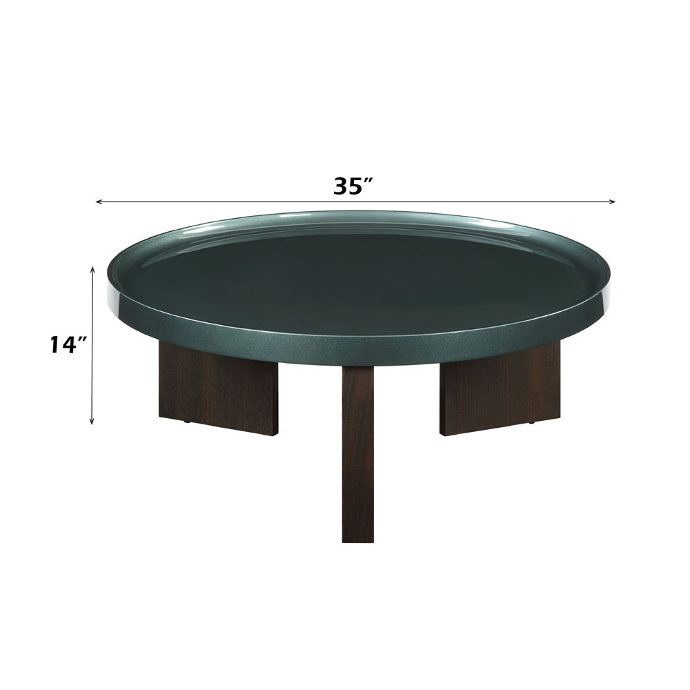 Lakita - Coffee Table - Blackish Green High Gloss & Smoked Oak, dark green, view 4