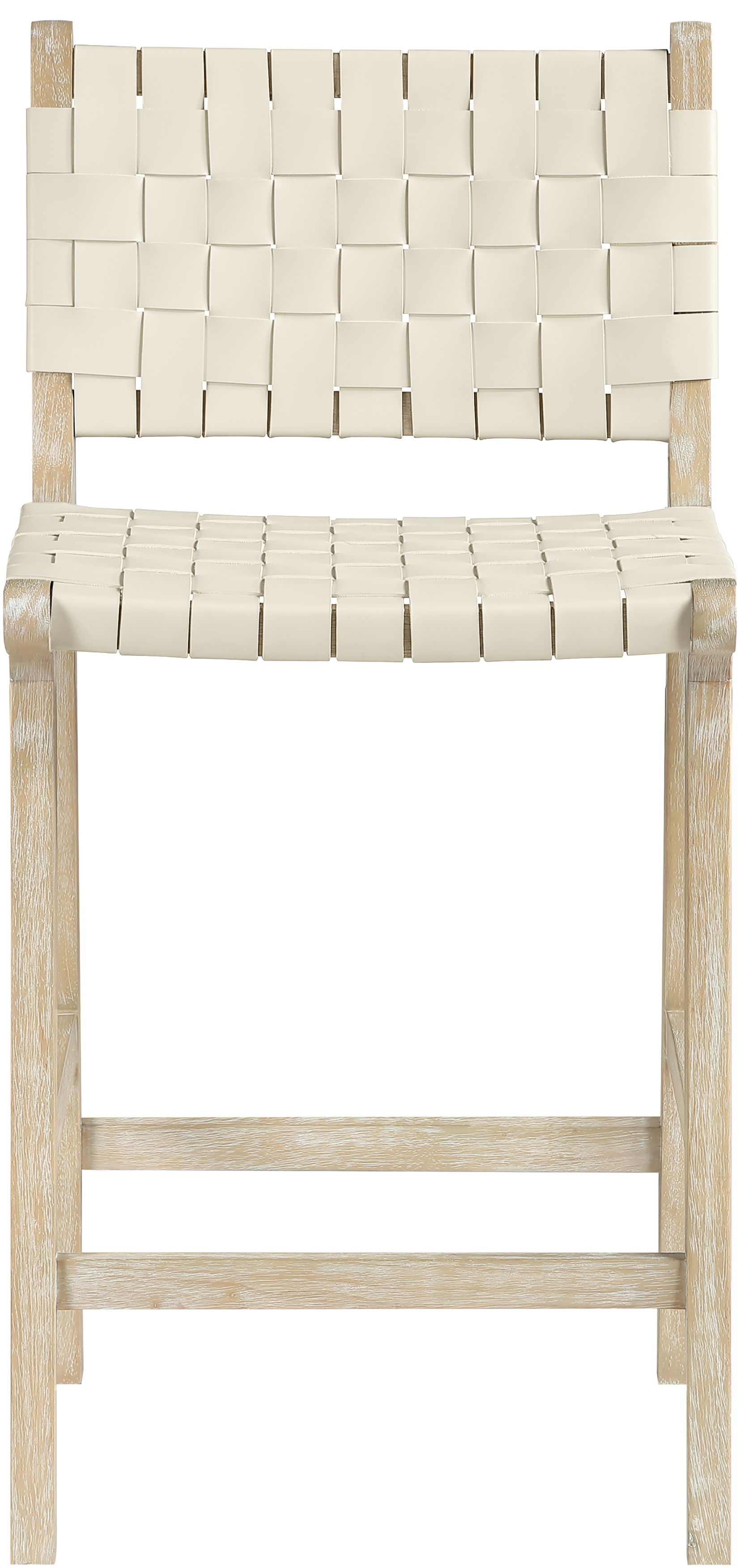 Entwine - Vegan Leather Upholstered Counter Stool - Cream / Painted Natural