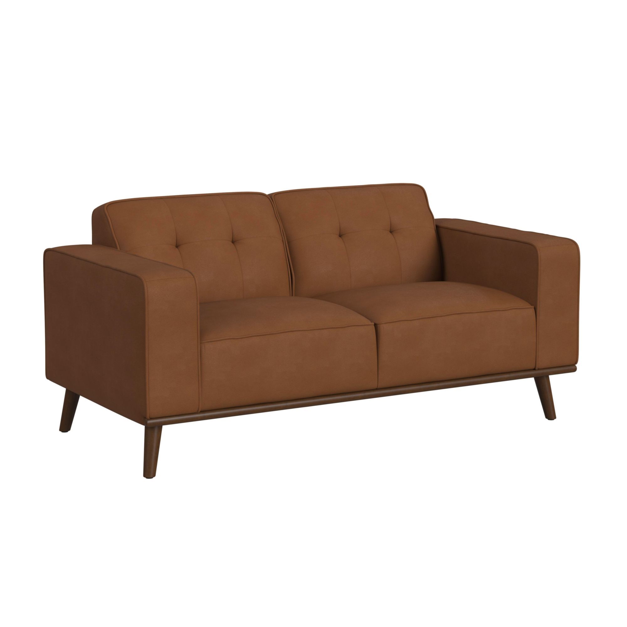Destiny - Loveseat With Wood Front - Pebble Tan