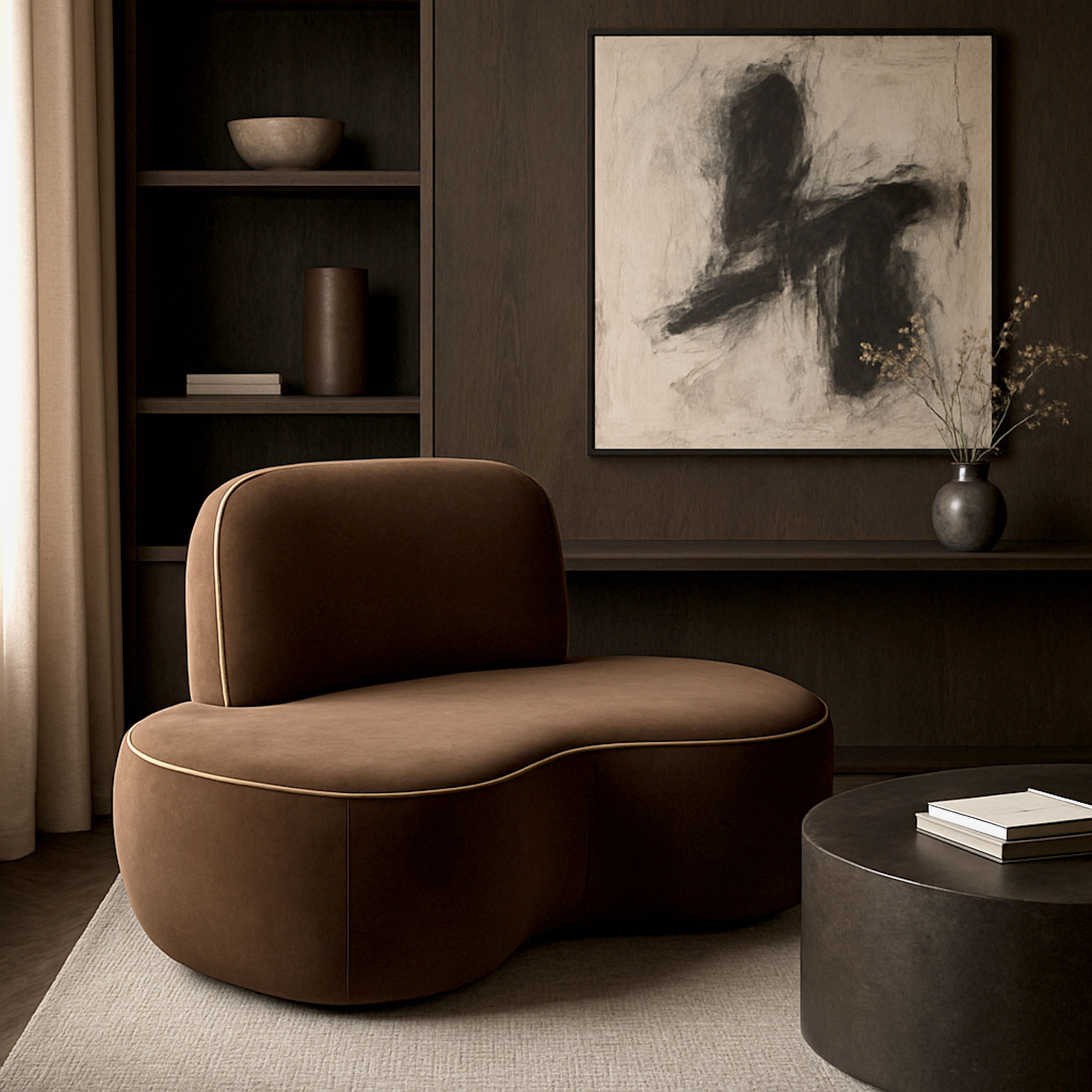 Swerve - Velvet Upholstered Chair - Brown