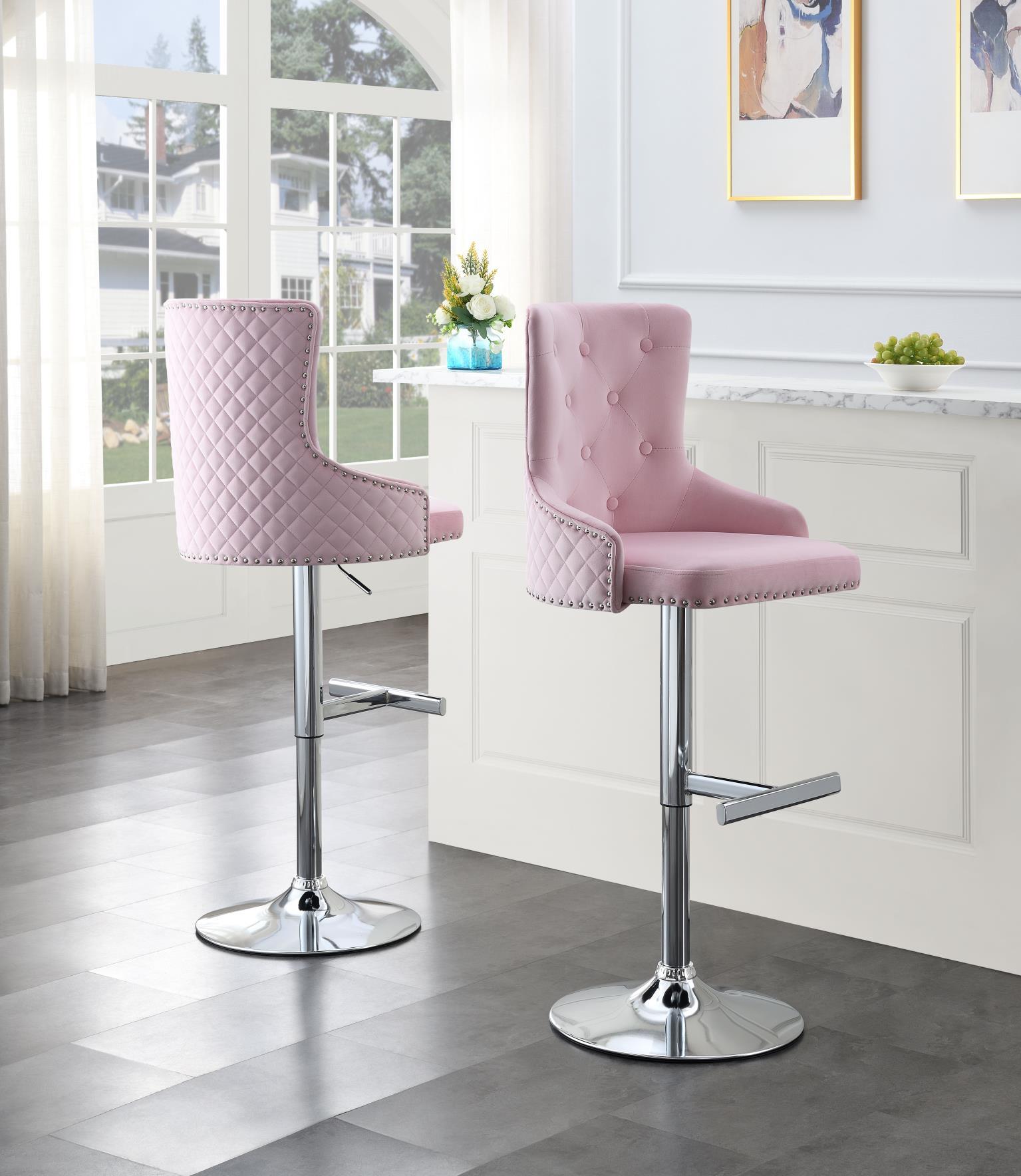 ST115 - Velvet Bar Stool (Set of 2) - Pink