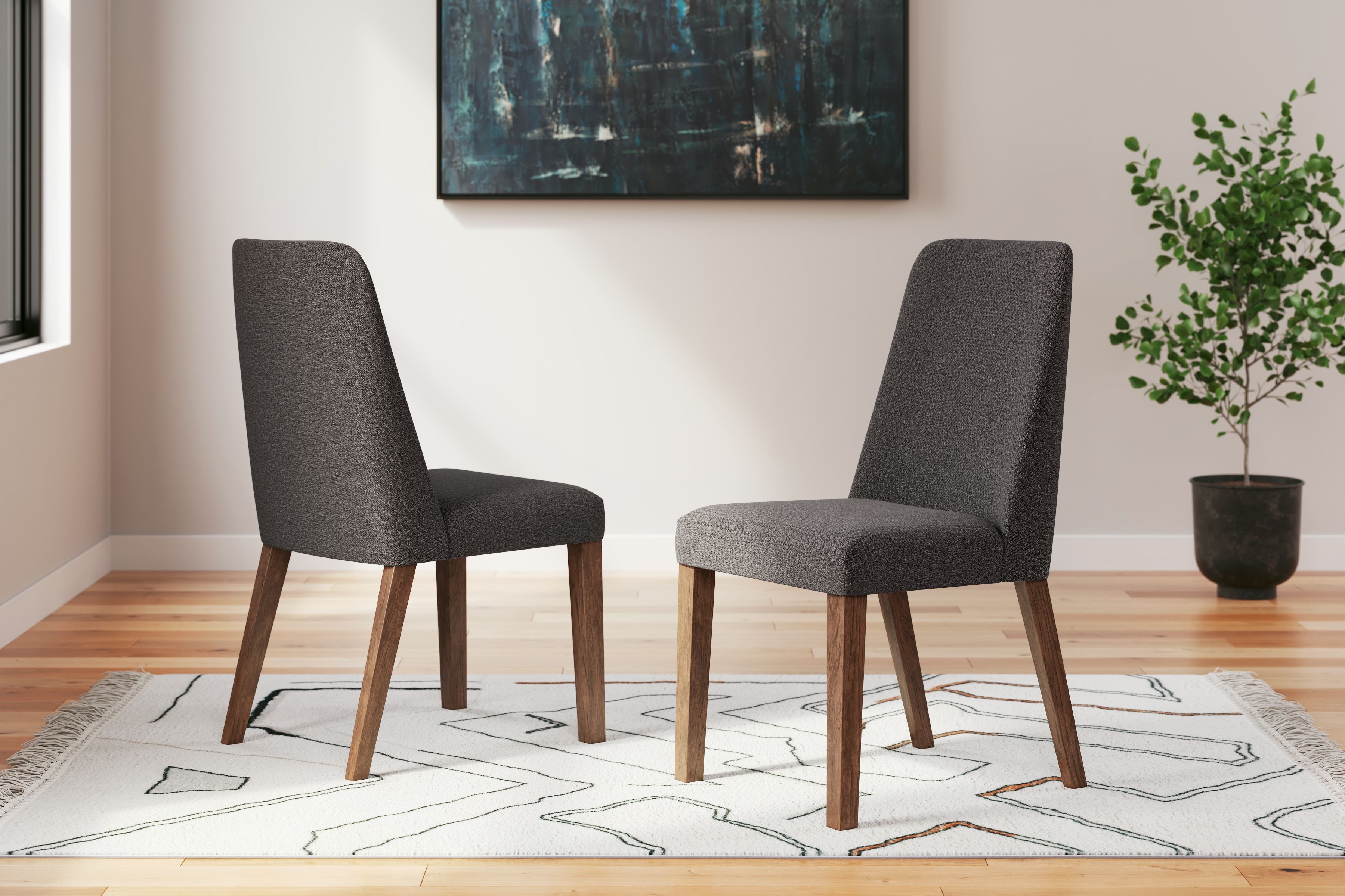 Ashley Lyncott Dining UPH Side Chair (2/CN) - Charcoal/Brown
