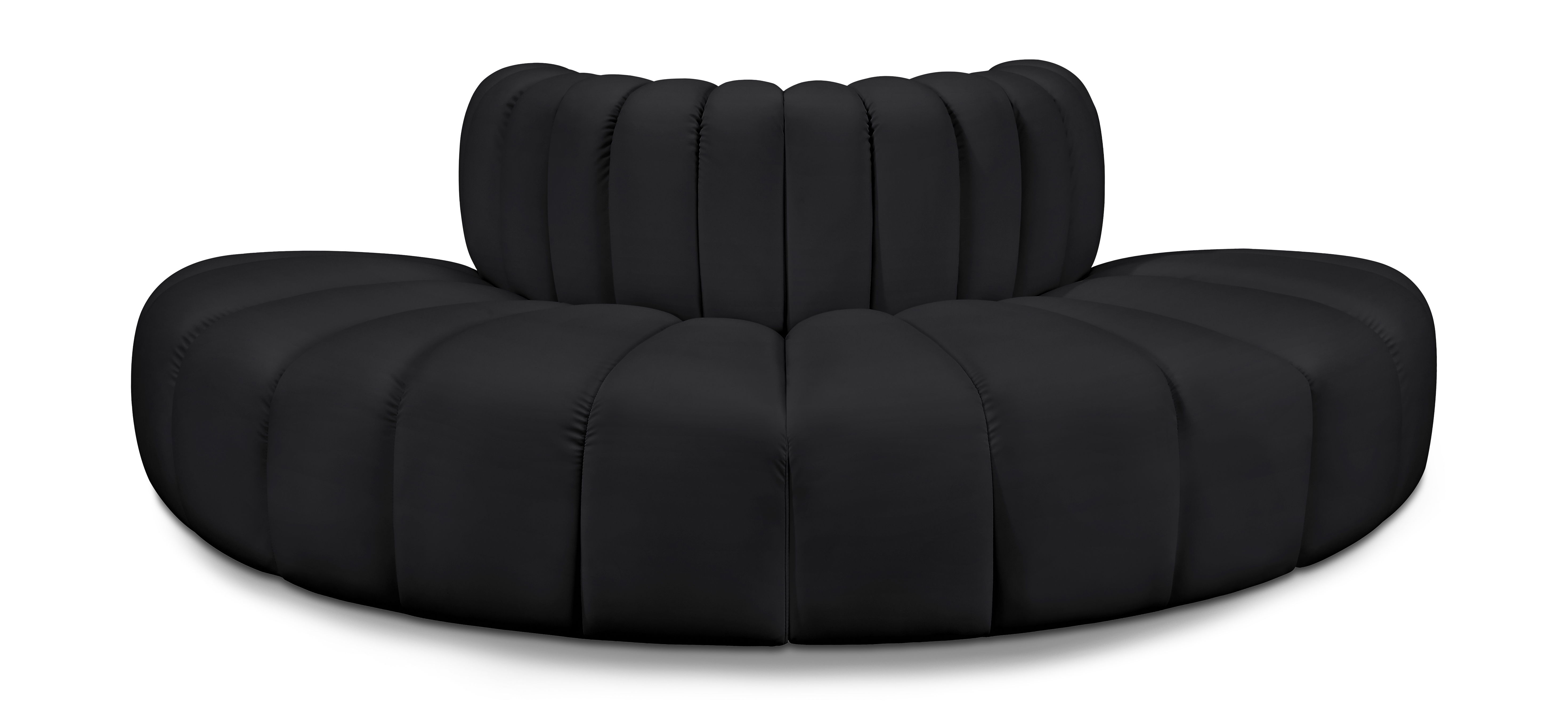 Arc - Faux Leather 4 Piece Modular Sofa - Black