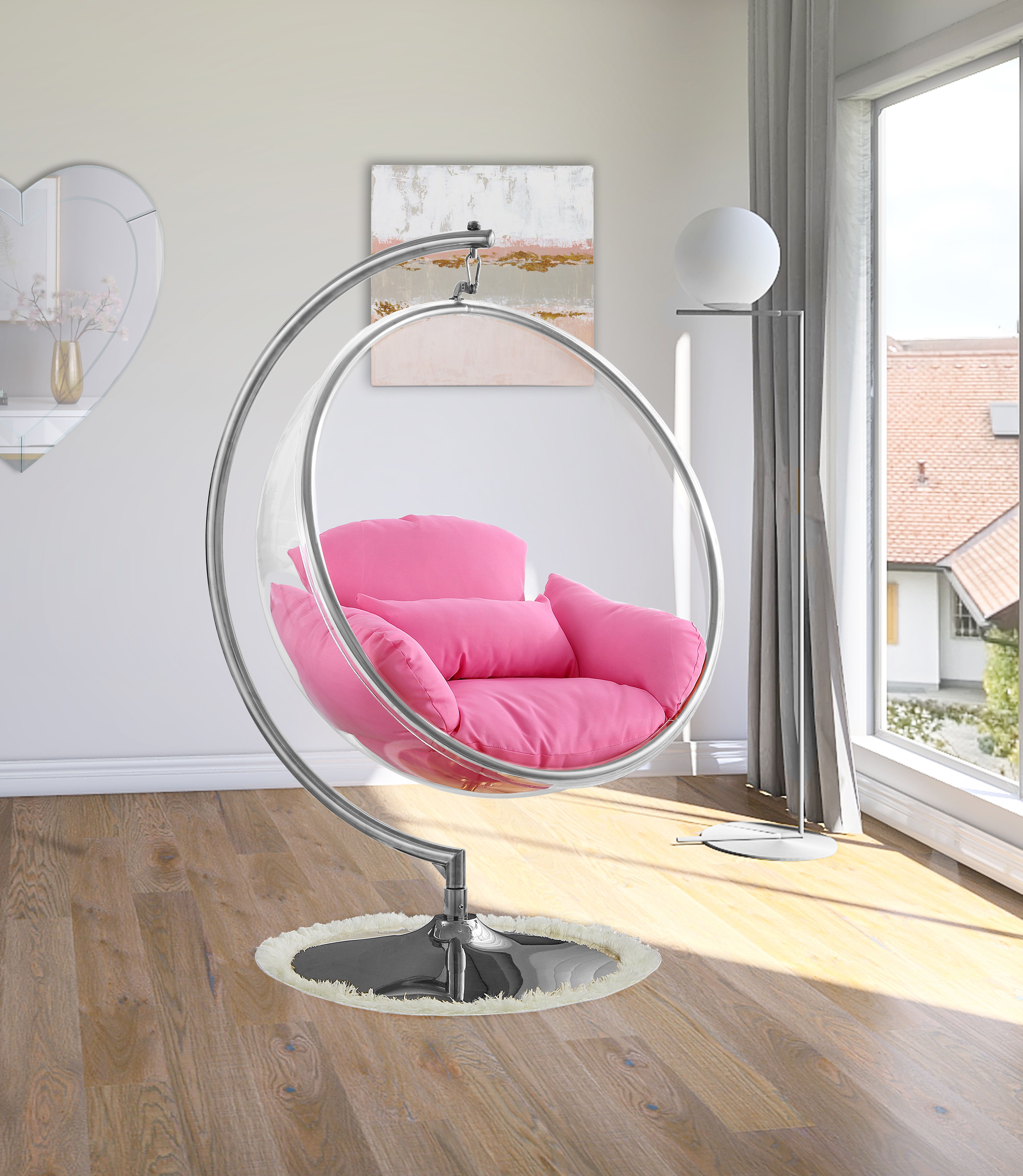 Luna - Fabric Swing Chair - Pink