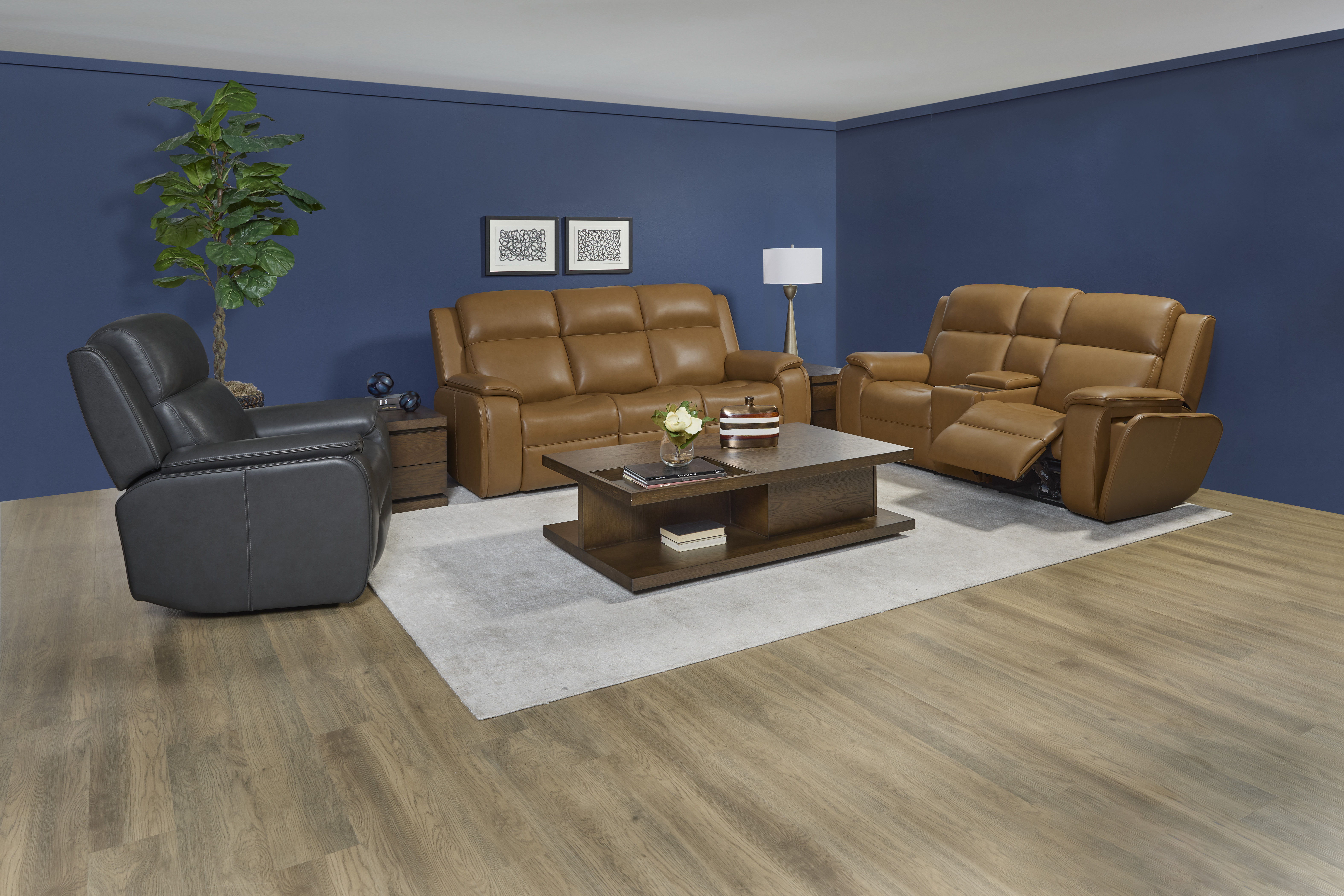Ziggy - Power Reclining Sofa With Power Headrest, Lumbar, Heat & Massage, light brown