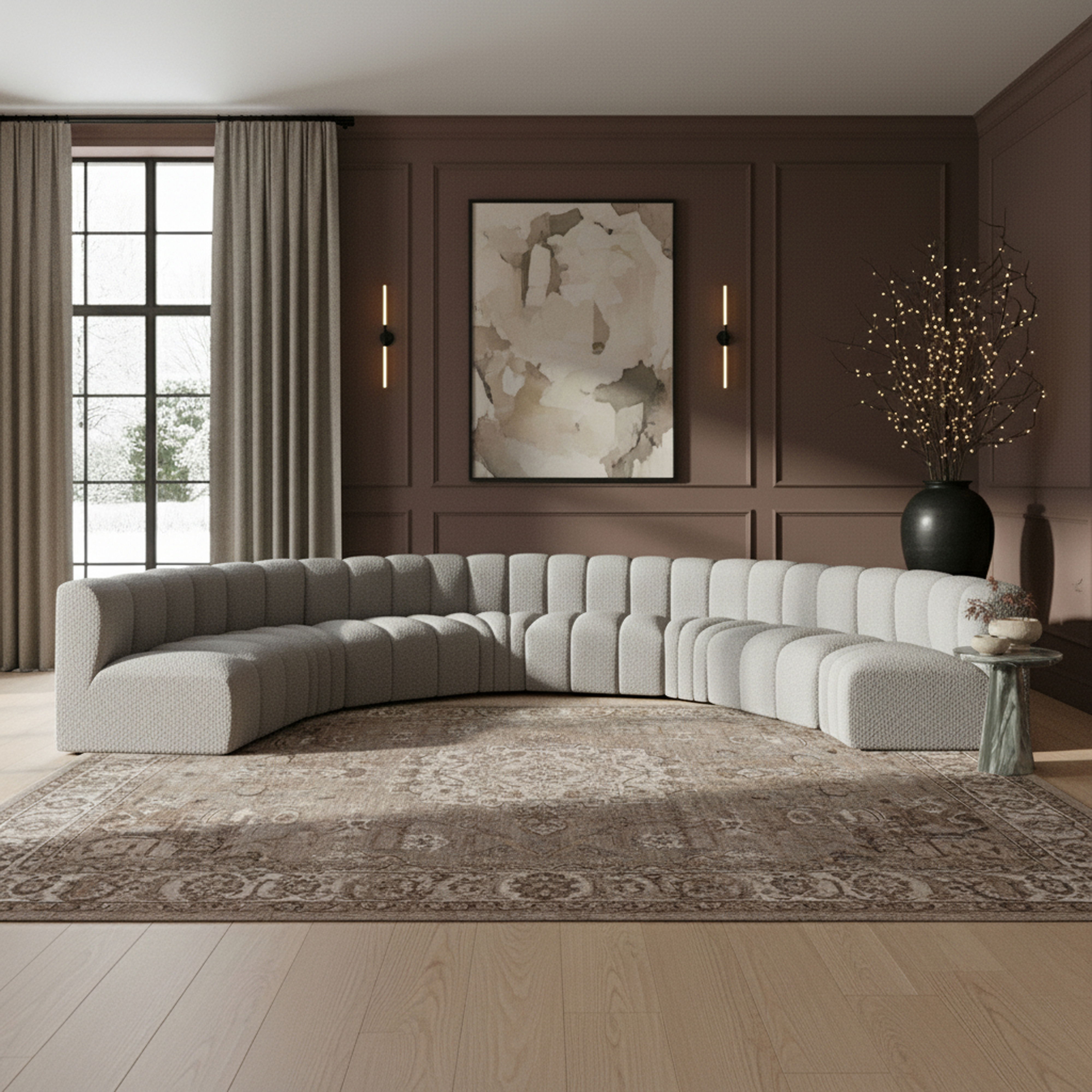 Arc - Boucle Fabric 8 Piece U-Shaped Modular Sofa - Gray