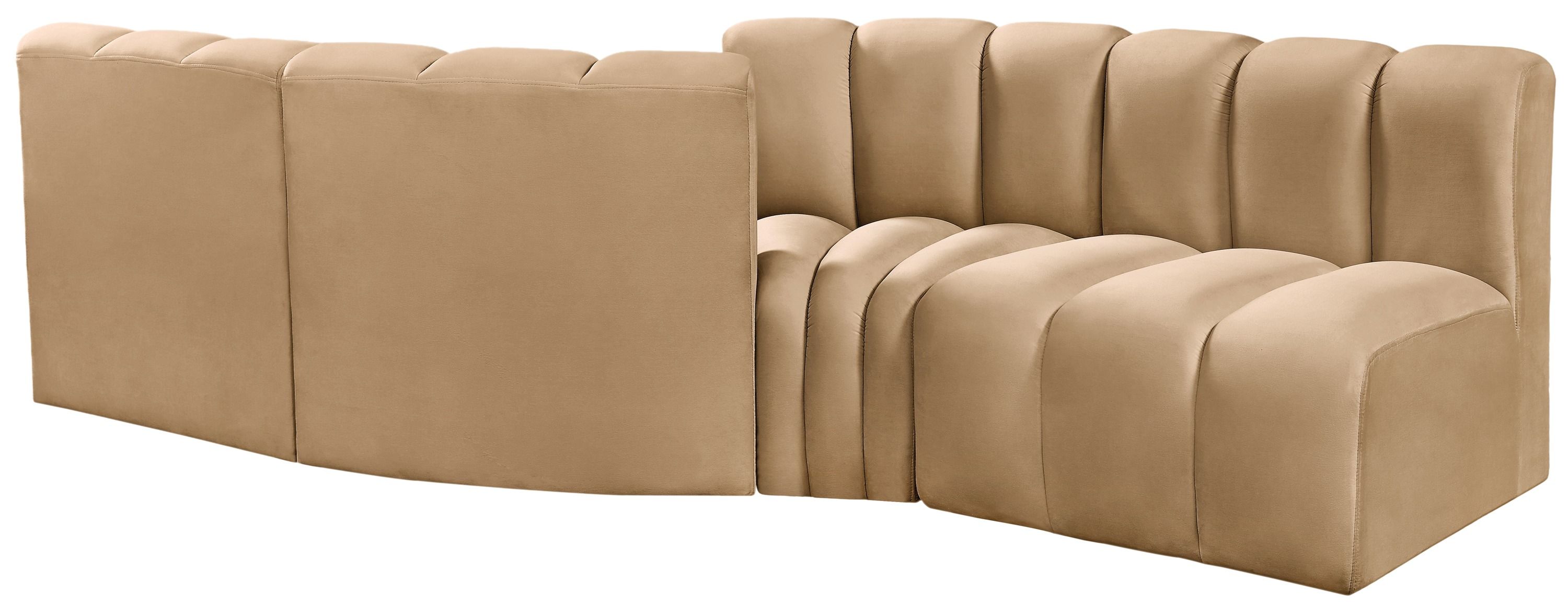 Arc - Velvet 4 Piece Sofa - Camel