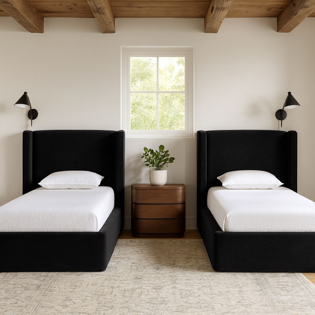 Kendall - Velvet Upholstered Twin Bed - Black