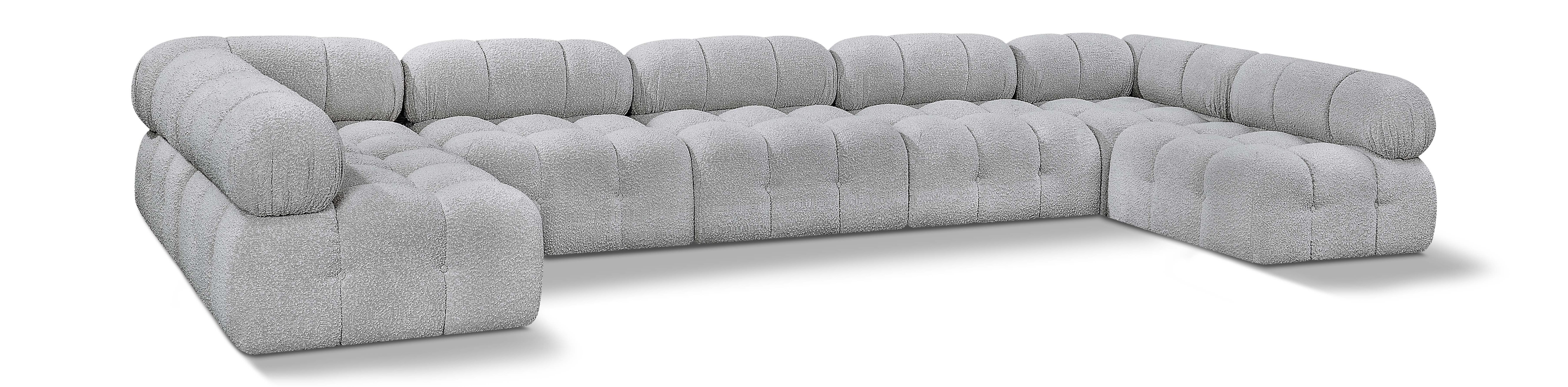 Ames - 7 Piece Boucle Fabric Modular Sectional - Gray