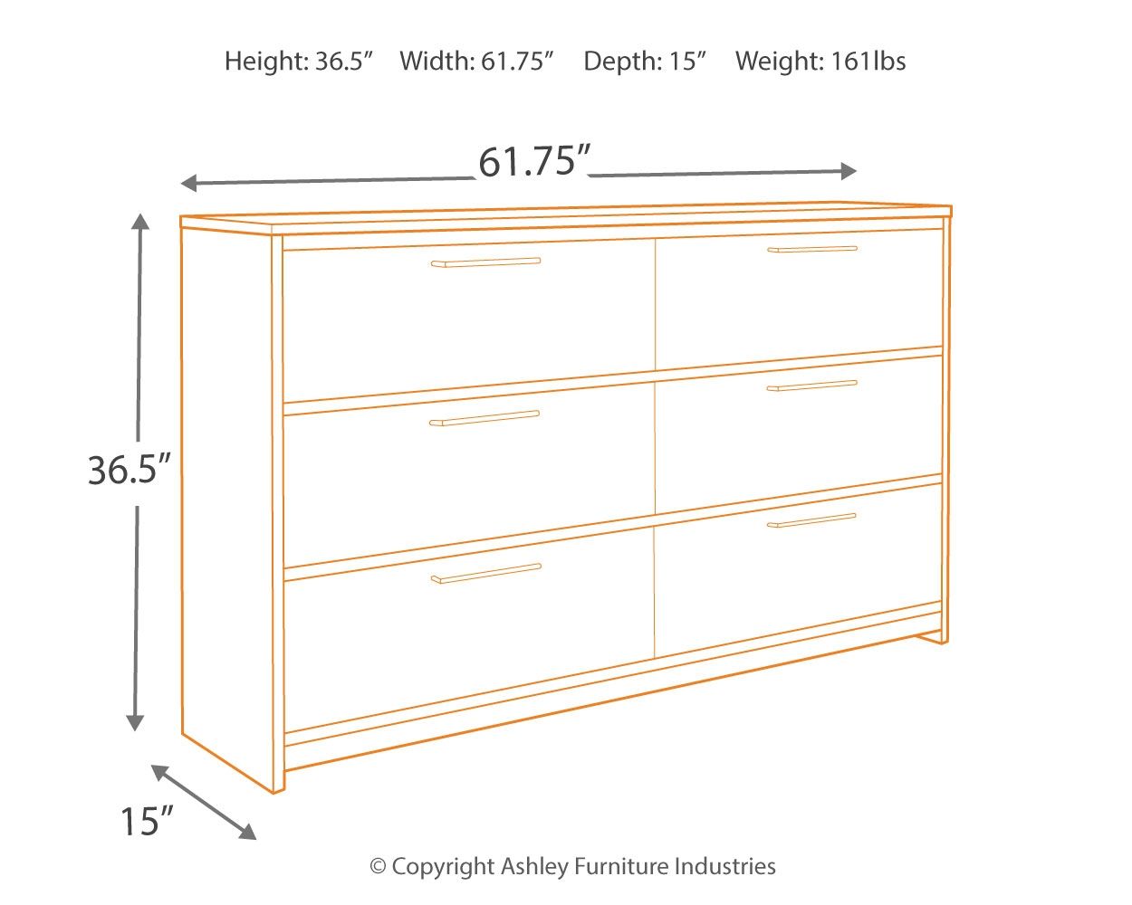 Ashley Furniture Baystorm - Six Smooth Drawer Dresser - Gray - Image 8