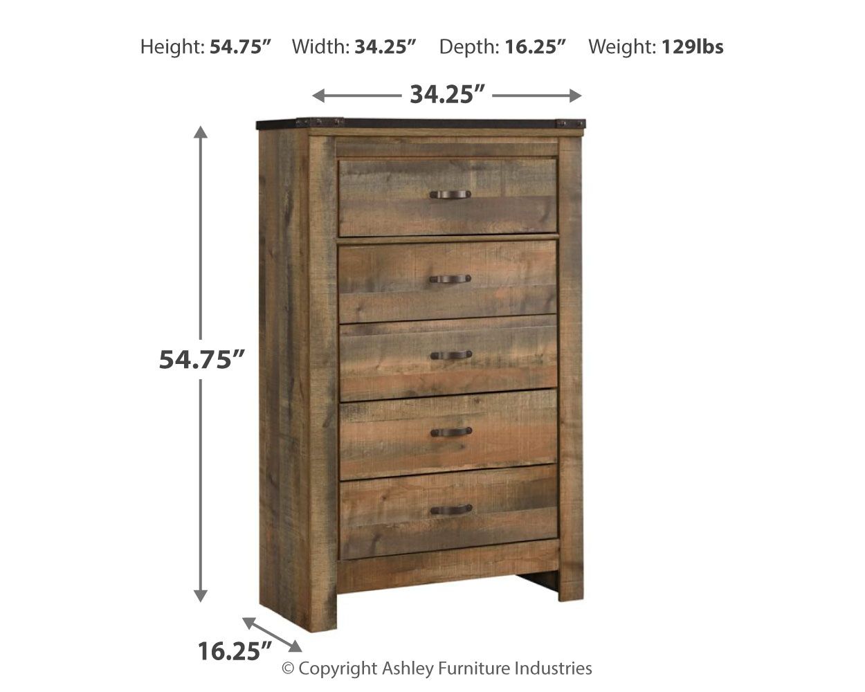 Ashley Furniture Trinell - Five Drawer Chest - Brown - Image 4