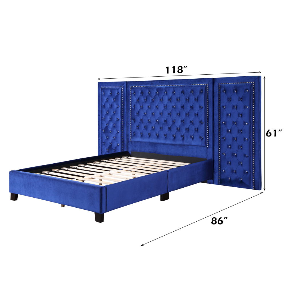 Damazy - Queen Bed - Blue Velvet, blue, view 5