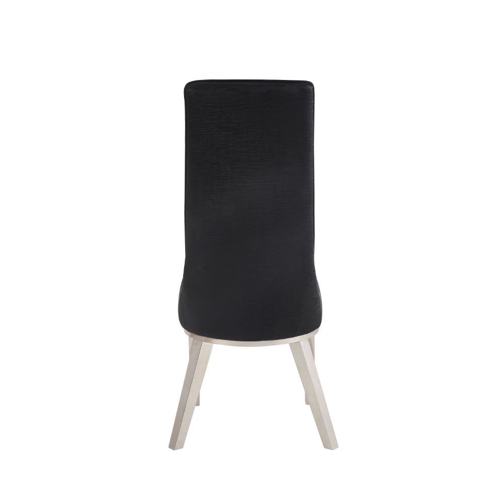 Gianna - Side Chair (Set of 2) - Black Velvet & Stainless Steel, black, view 3