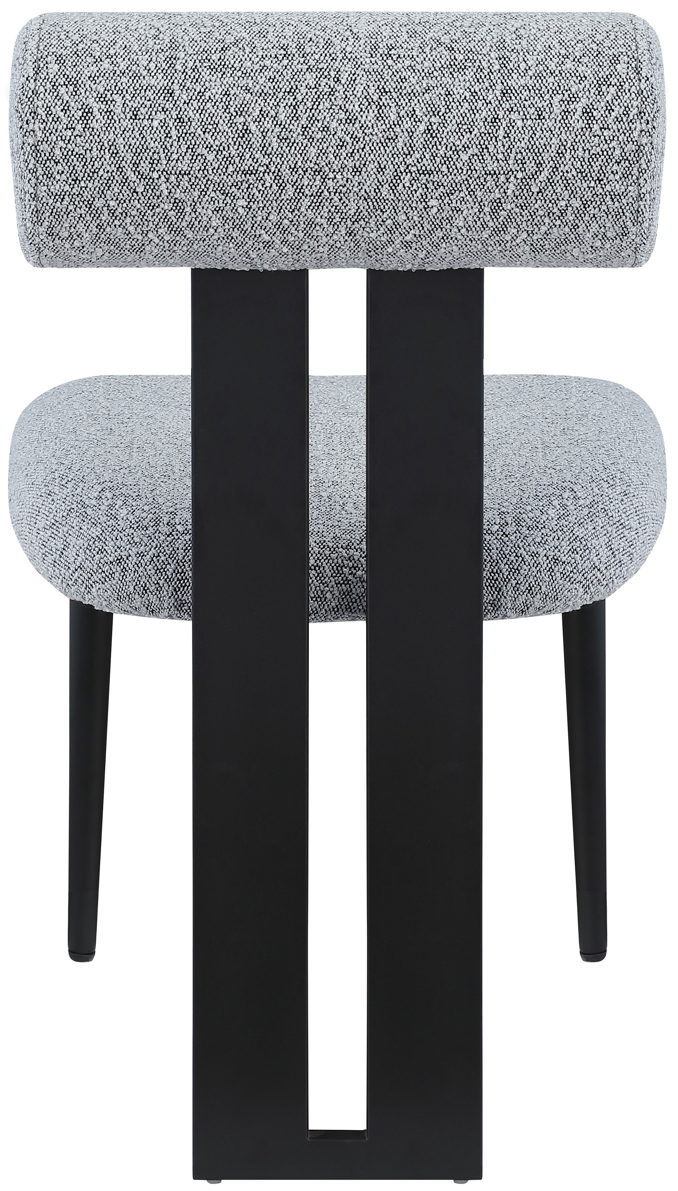 Dario - Boucle Dining Chair With Black Frame (Set of 2) - Gray