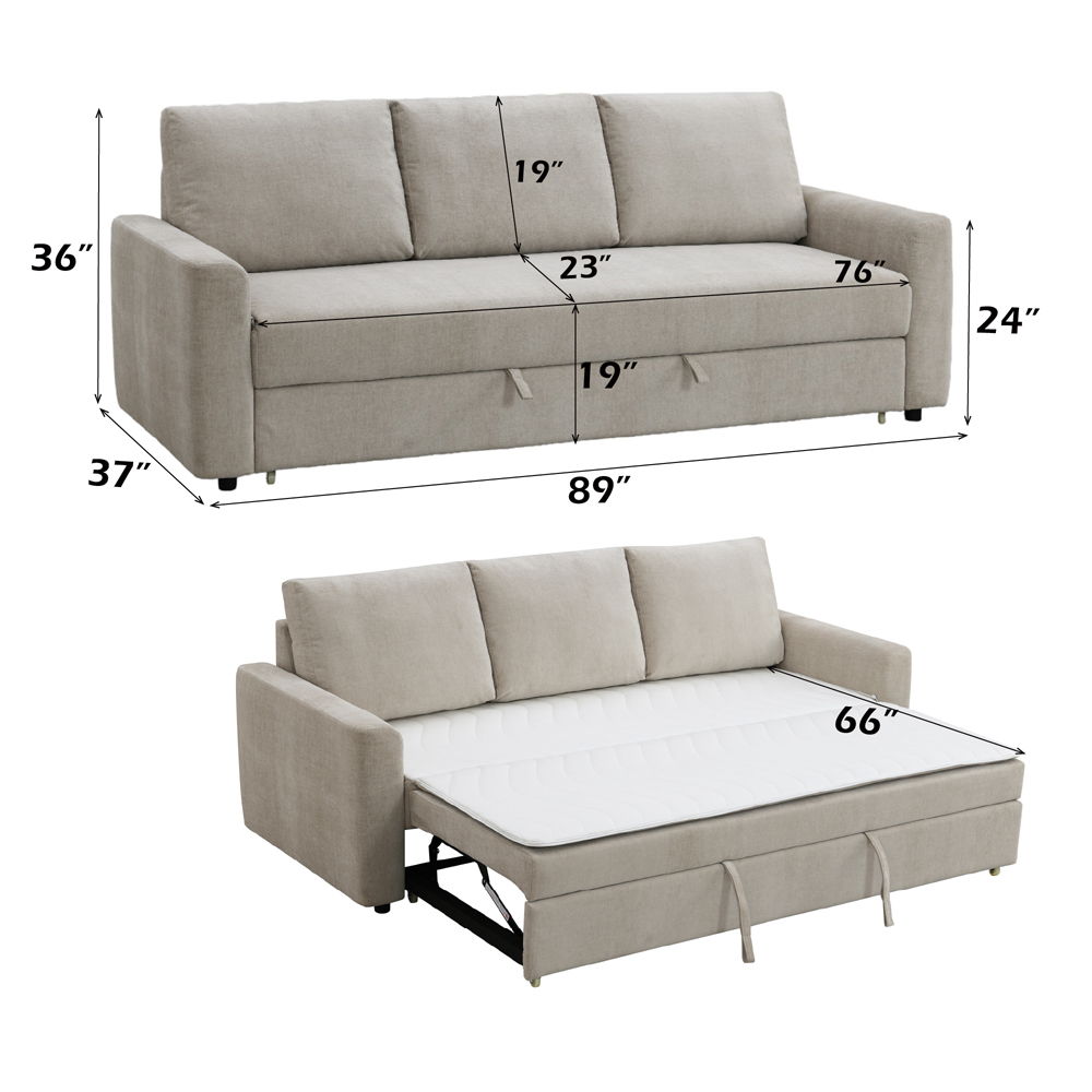 Leira - Sofa With Sleeper - Beige Linen, beige, view 7