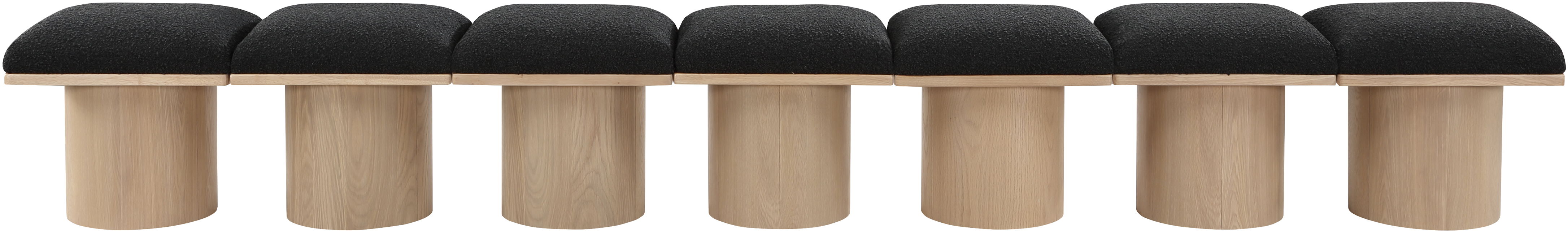 Pavilion - 126" 7 Piece Modular Bench With Natural Base - Black