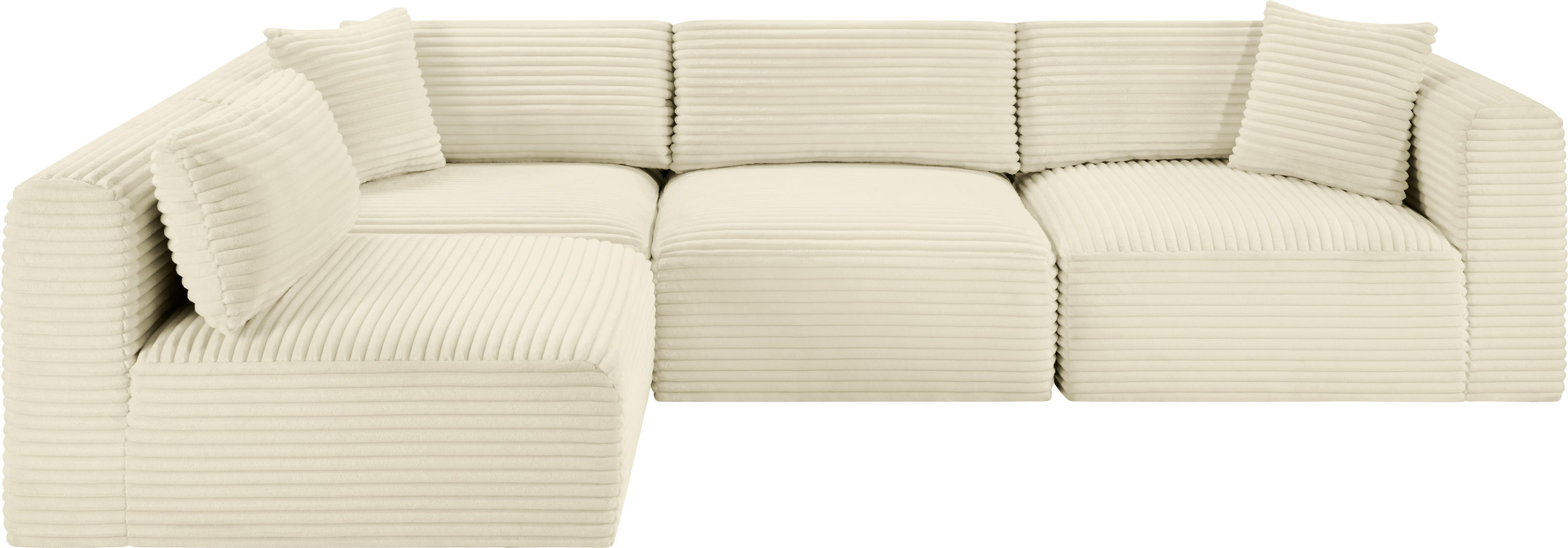 Shaggy - 4 Piece Modular Corner Sectional - Cream