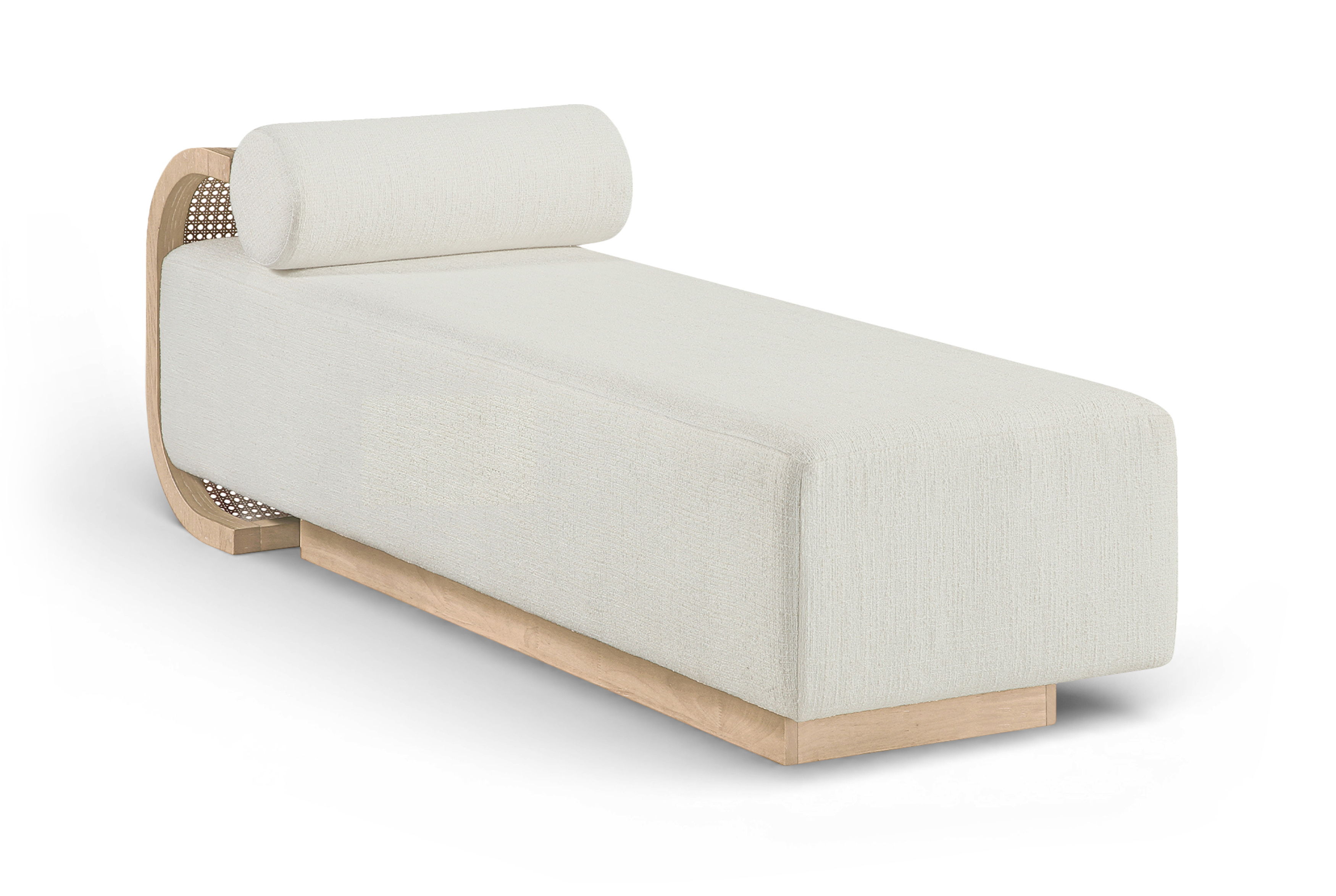 Zephyr - Linen Textured Fabric Upholstered Chaise - Cream / Painted Natural