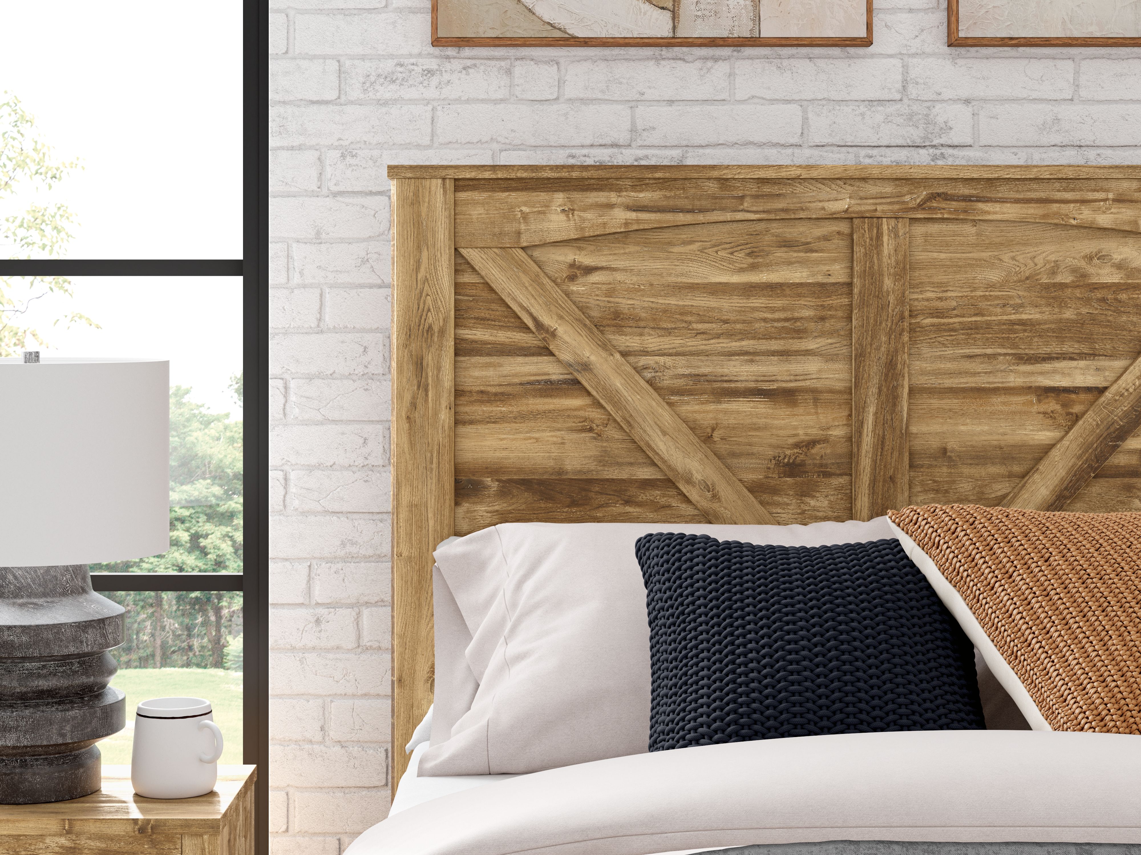 Ashley Furniture Maystonna - Queen Crossbuck Panel Bed - Brown - Image 9