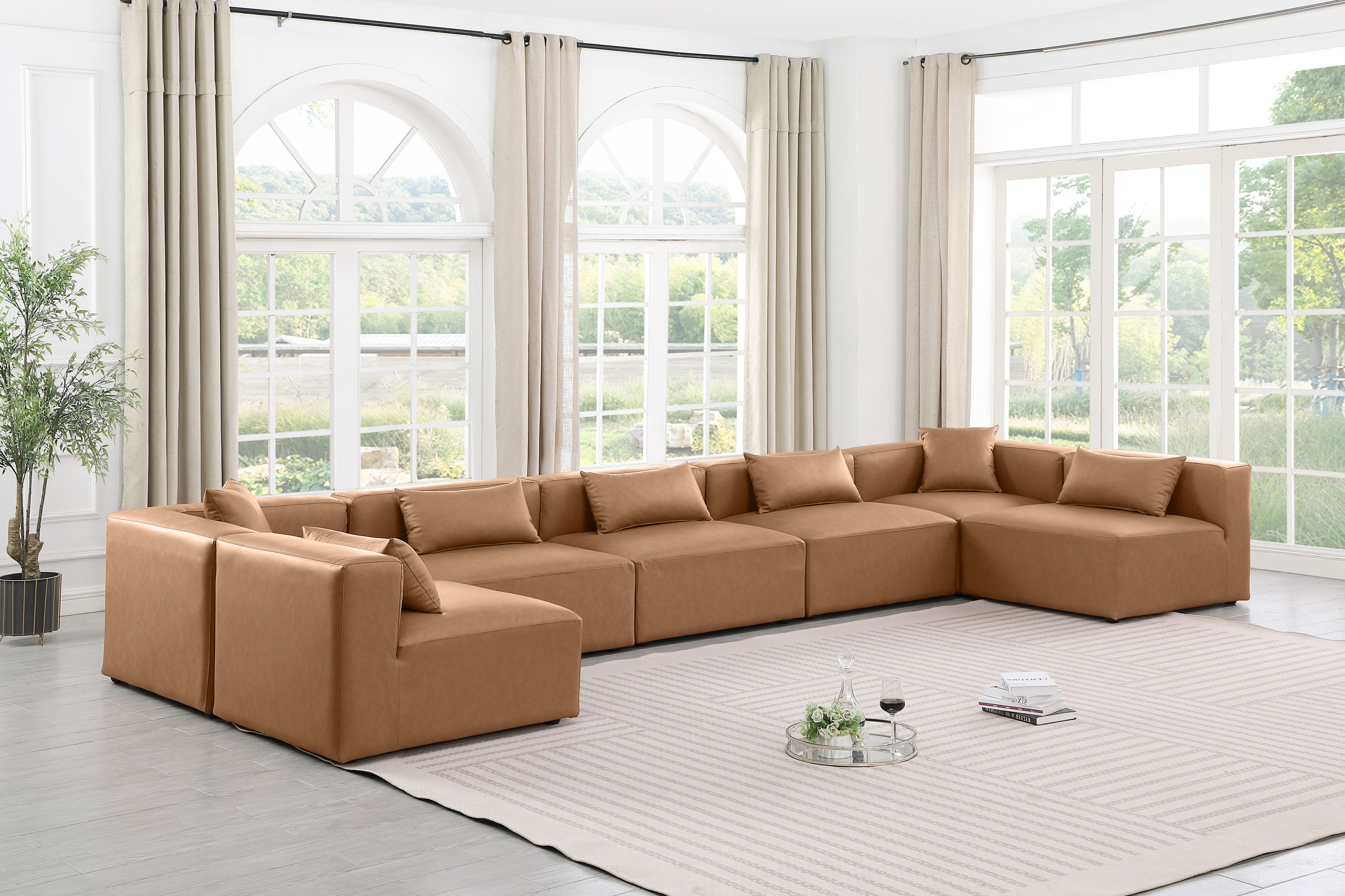 Cube - 7 Piece Modular U-Shaped Sectional - Brown