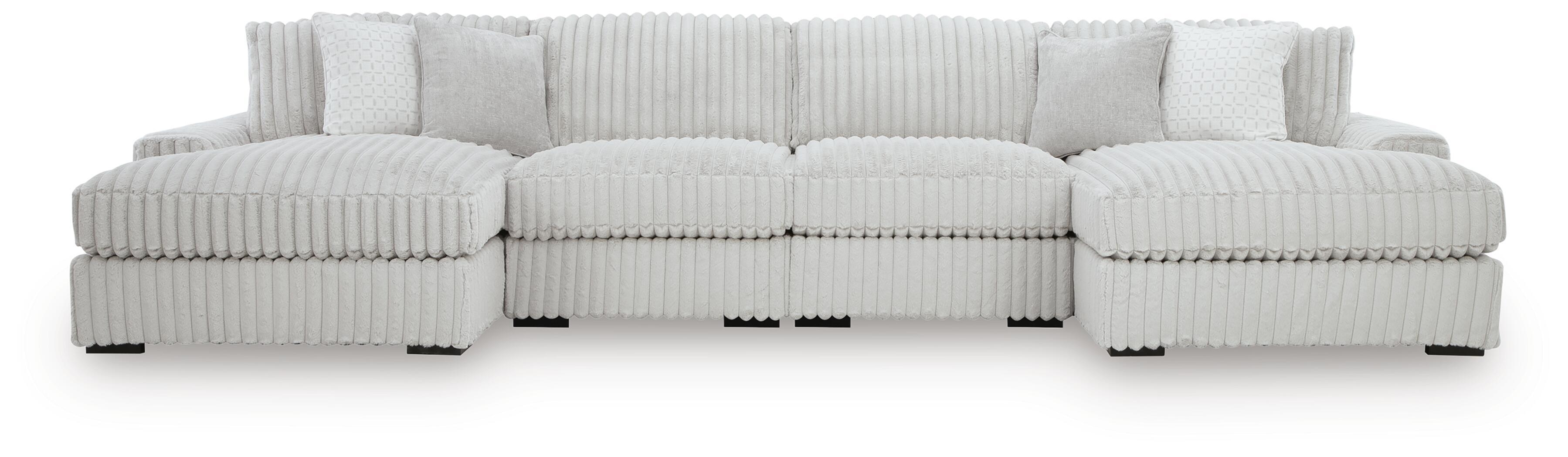 Stupendous – 4-Piece Sectional With Double Chaise – Alloy
