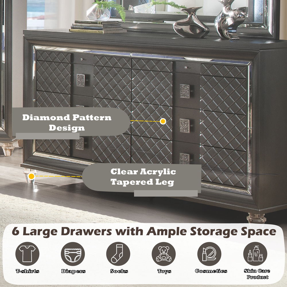 Sawyer - Dresser - Metallic Gray, dark gray, view 6