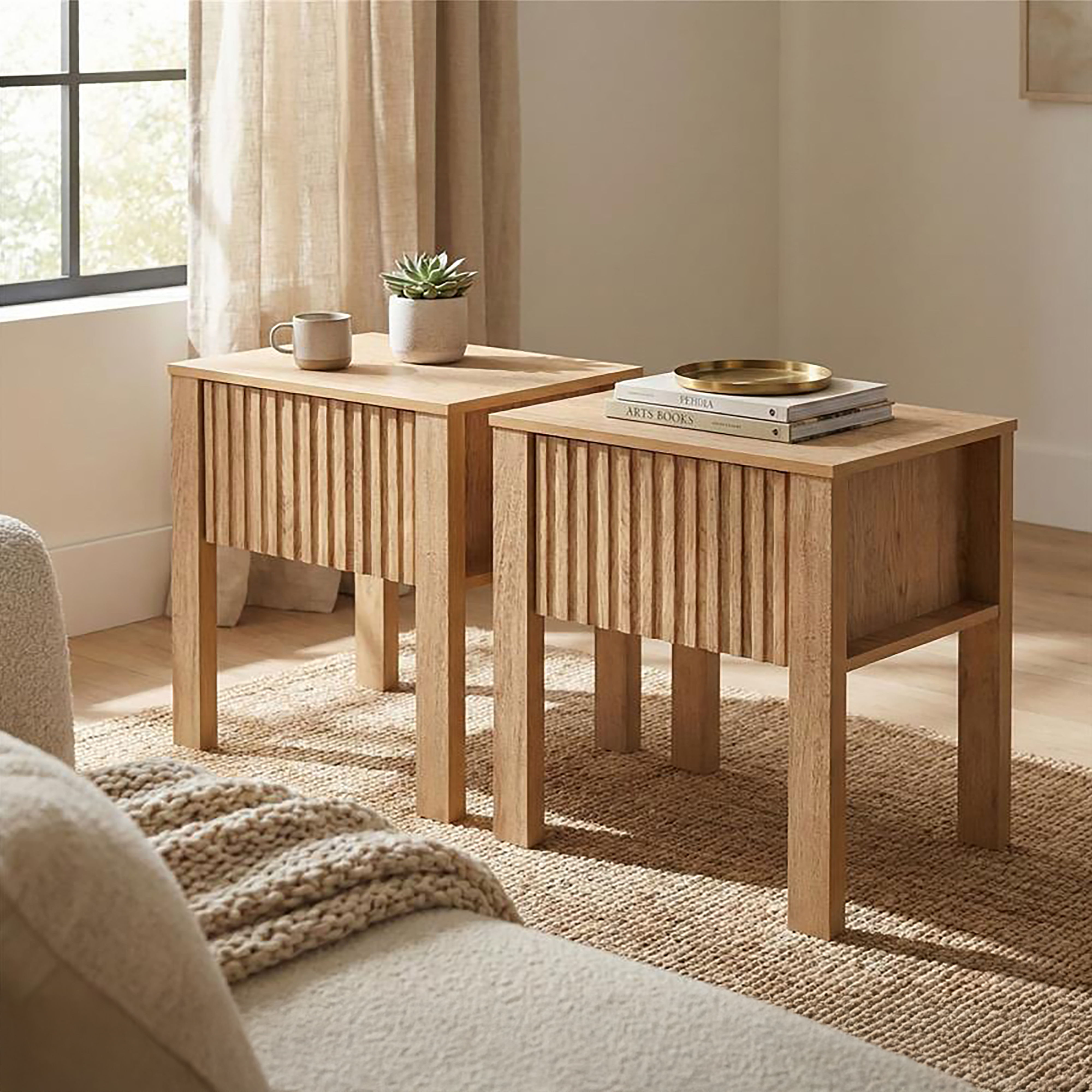 Thayer - One Drawer End Table / Bedside Table (Set of 2) - Natural